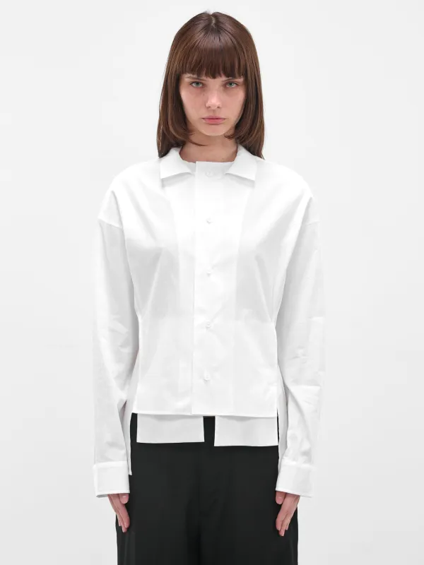White Paneled Broadcloth Cotton Blouse (FL-B66-004-1-OFF-WHITE) sold by lorenzo