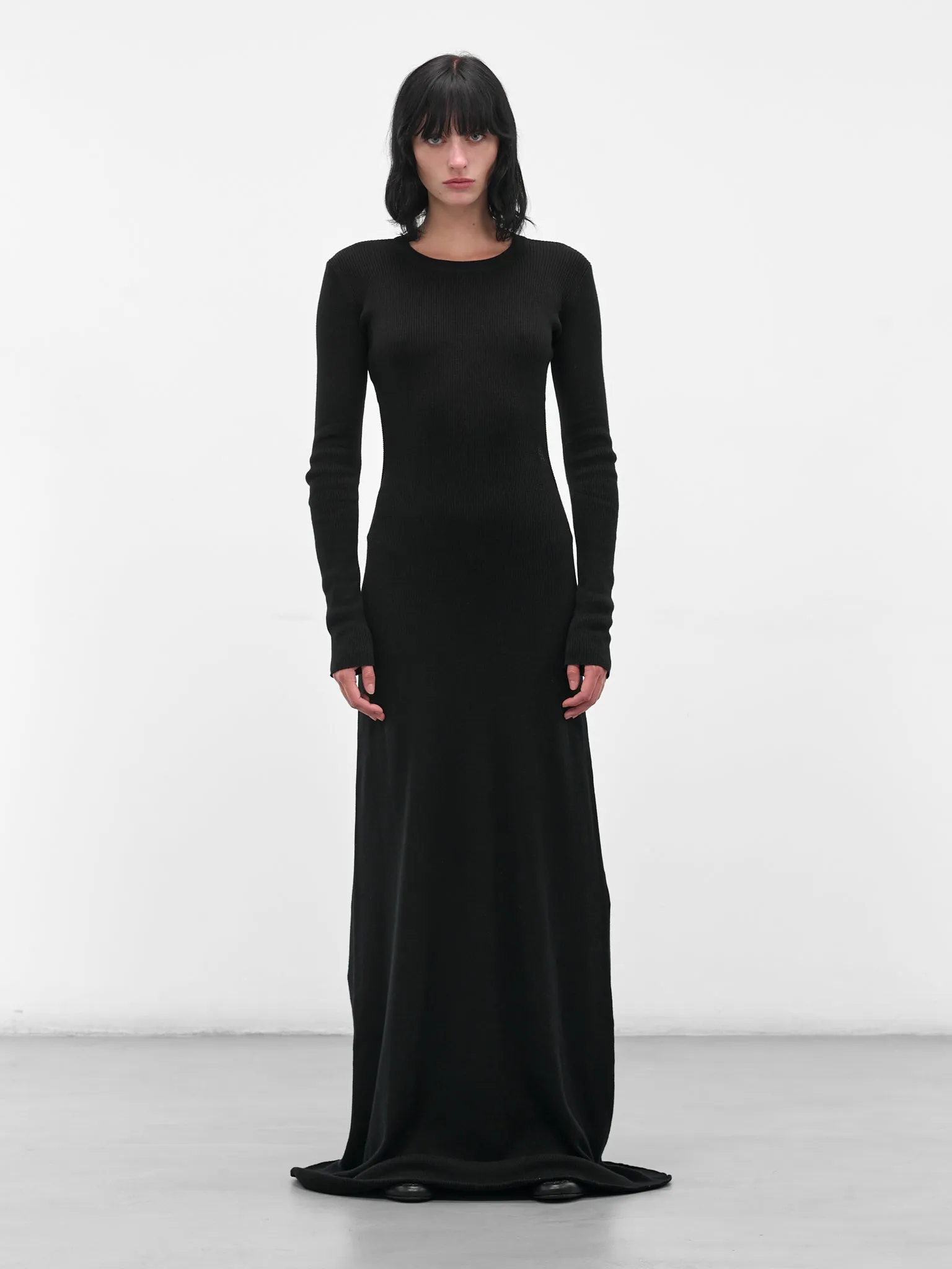 Black Eva Long Knit Dress (B0010259-FA049-BLACK) sold by lorenzo