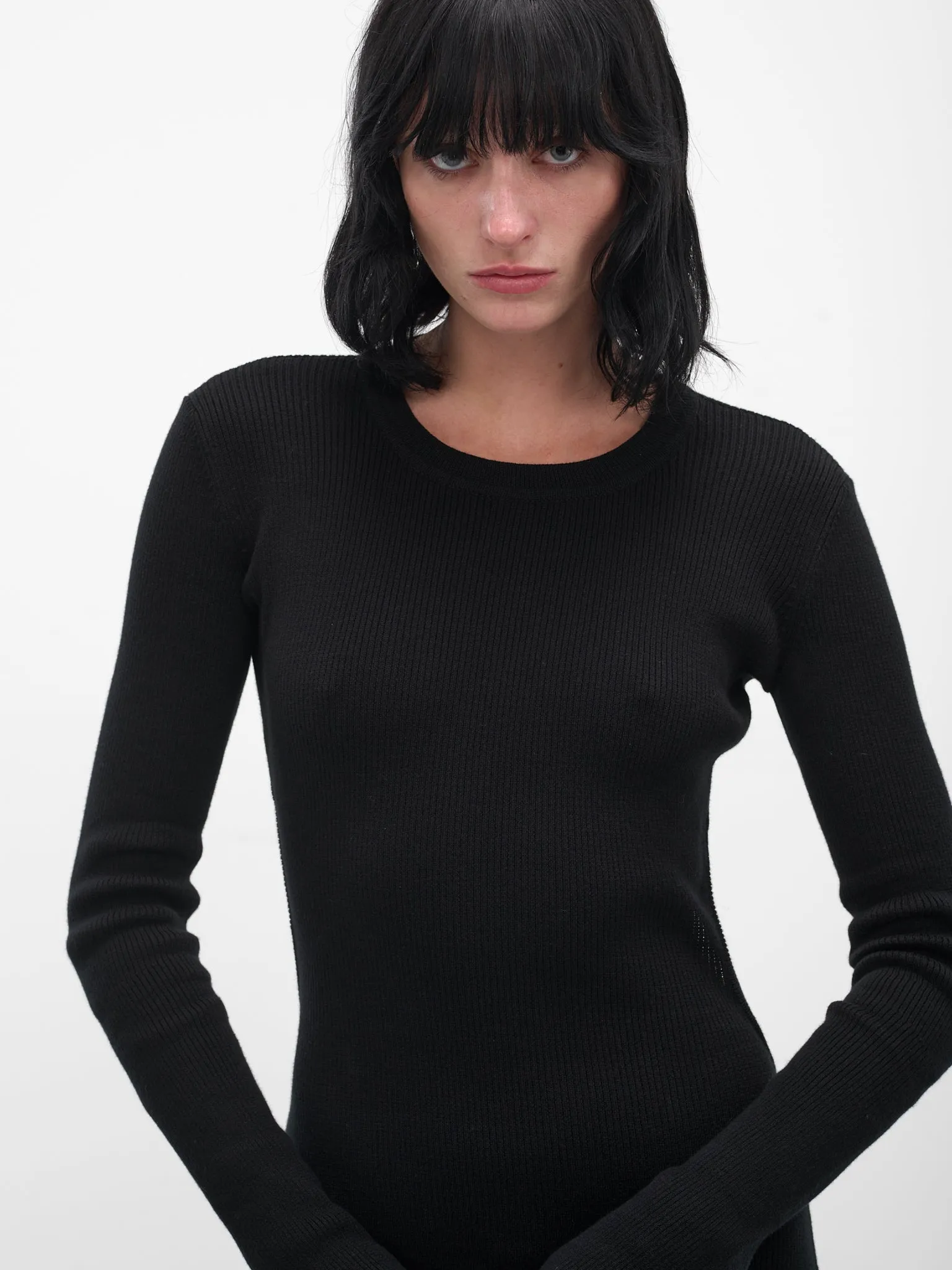 Black Eva Long Knit Dress (B0010259-FA049-BLACK) sold by lorenzo product image thumbnail 4