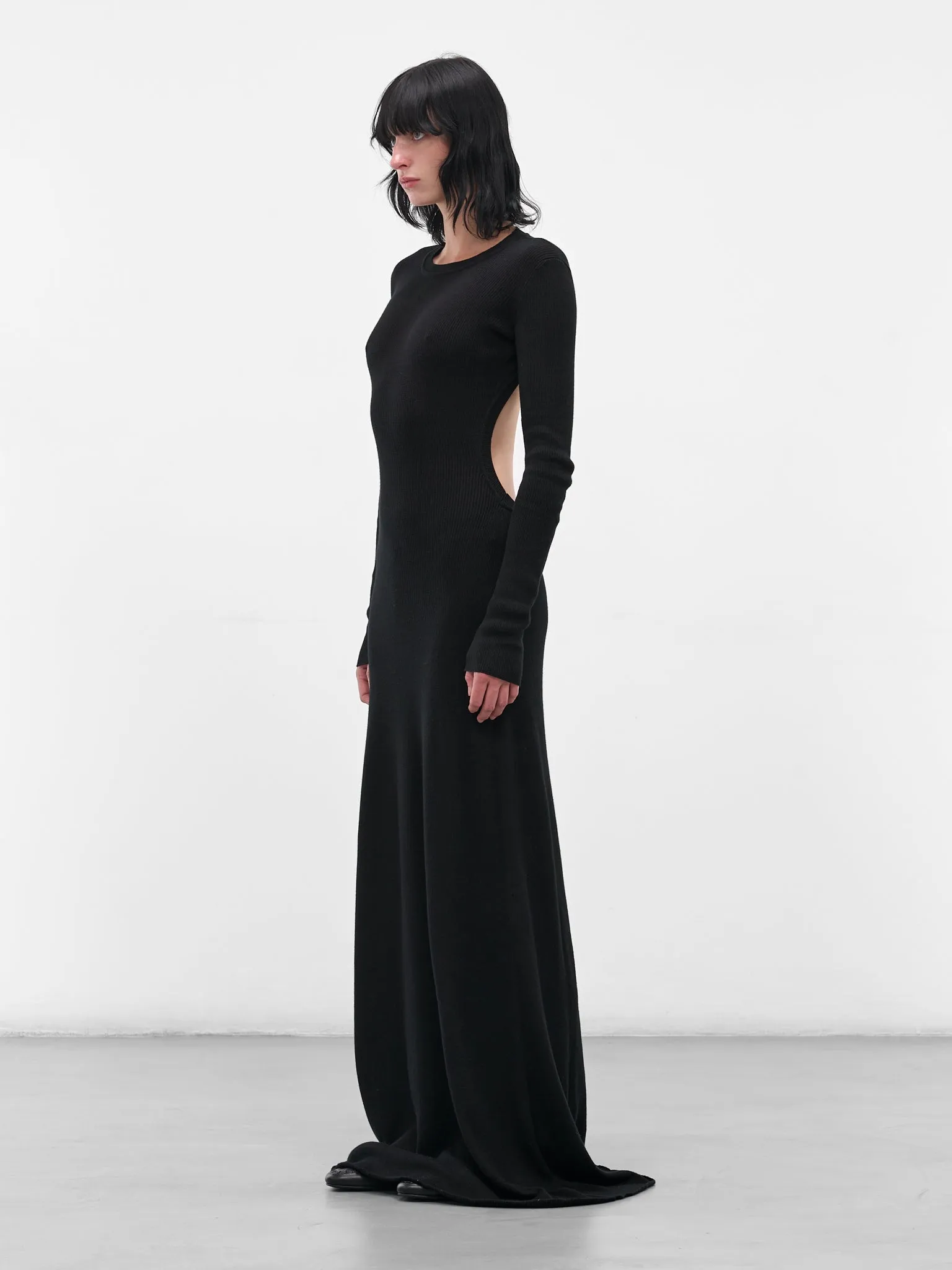Black Eva Long Knit Dress (B0010259-FA049-BLACK) sold by lorenzo product image thumbnail 2