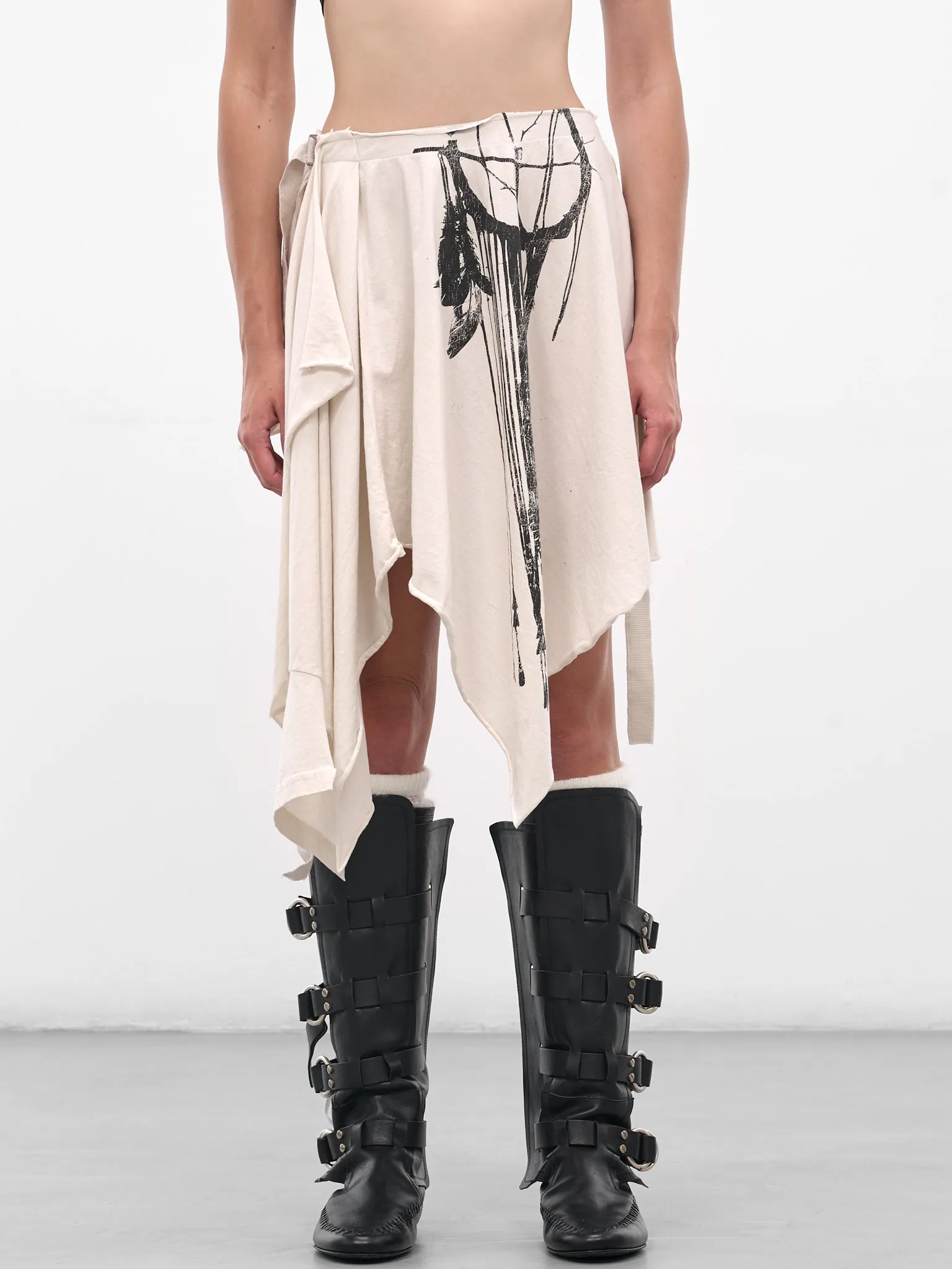 White Honorine Deconstructed Graphic Skirt (B0013455-FA697-IVORY) sold by lorenzo