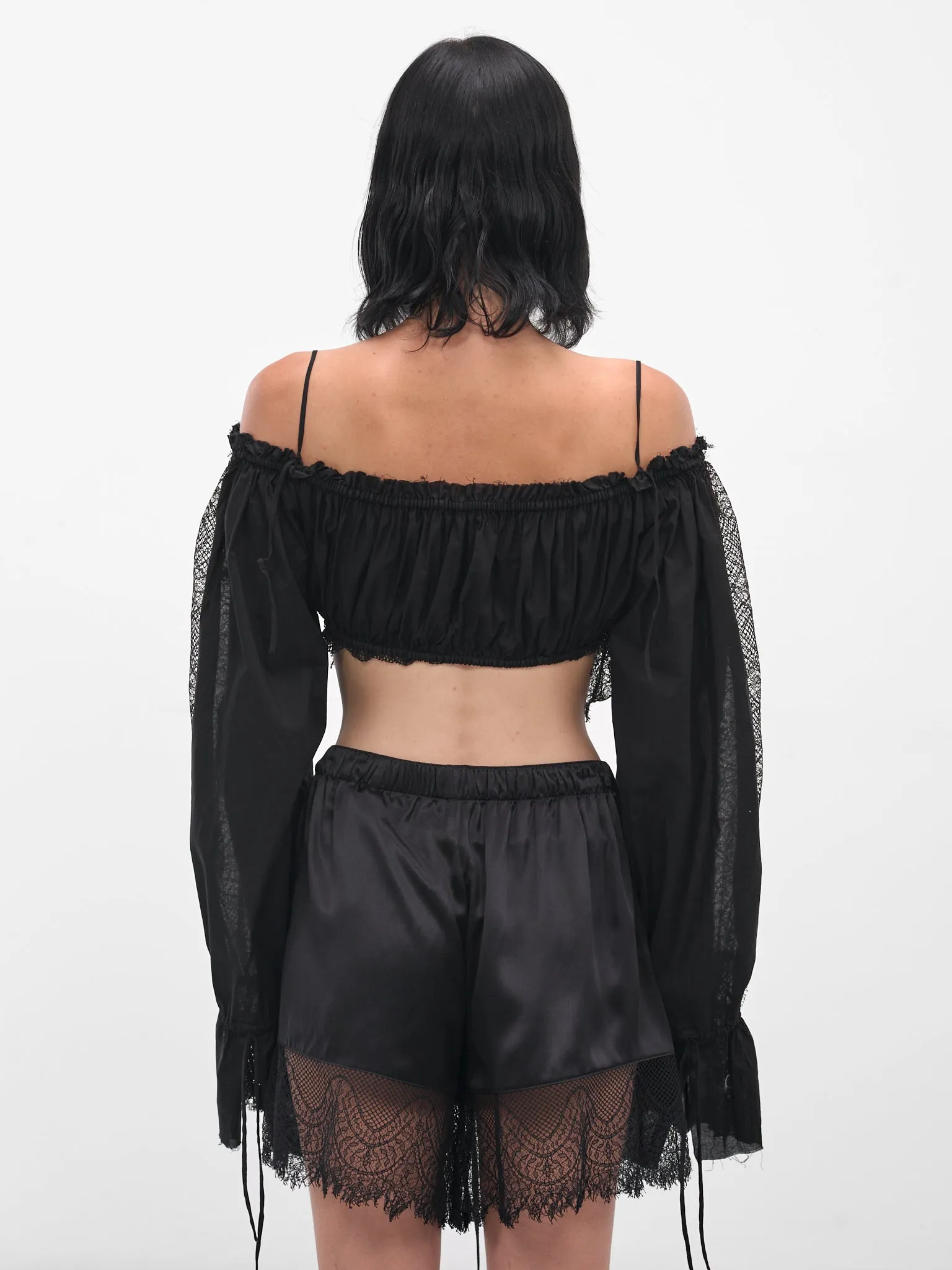Black Jorunn Lace Crop Top (B0013587-FA026-BLACK) sold by lorenzo product image thumbnail 3