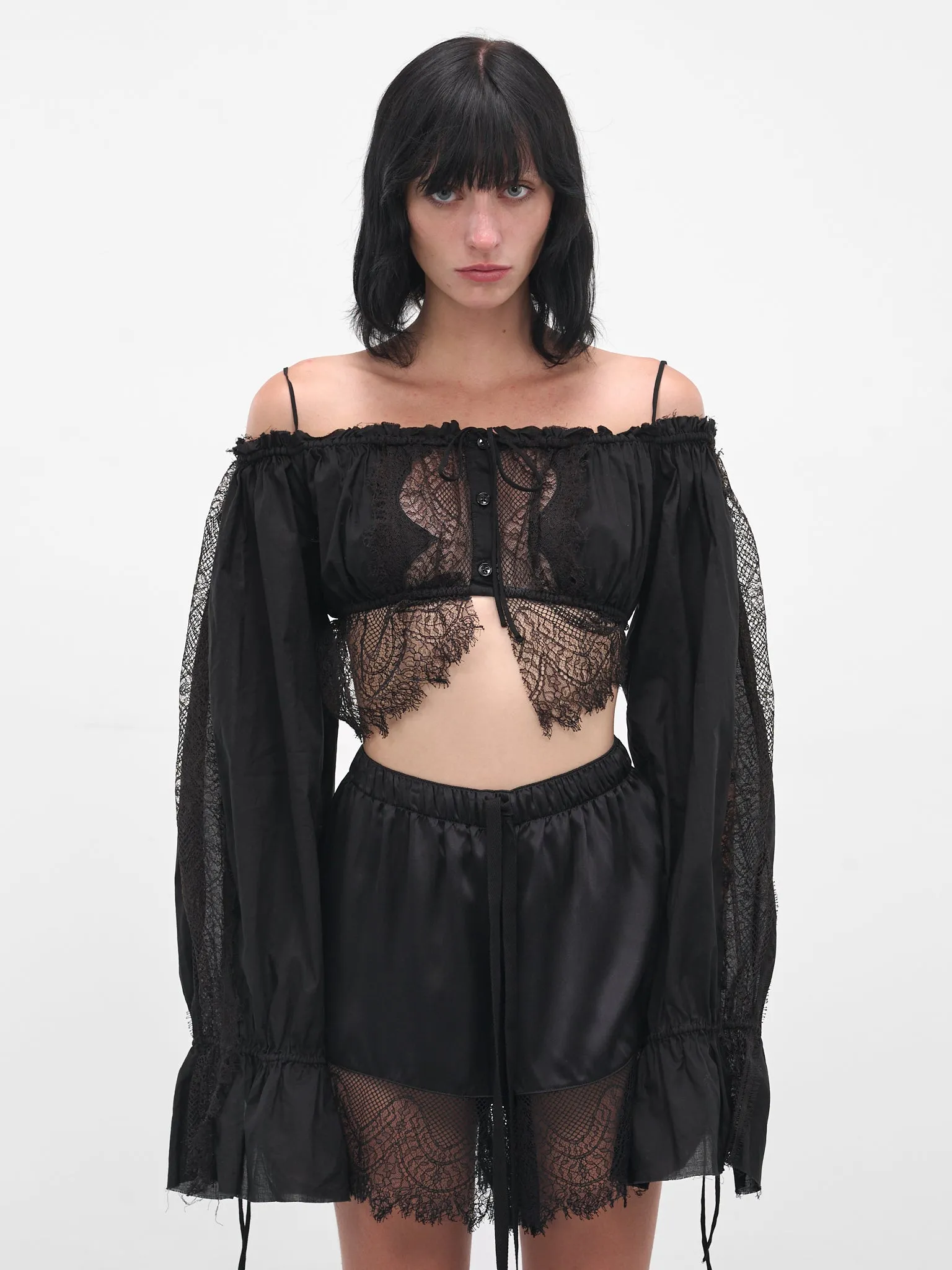 Black Jorunn Lace Crop Top (B0013587-FA026-BLACK) sold by lorenzo