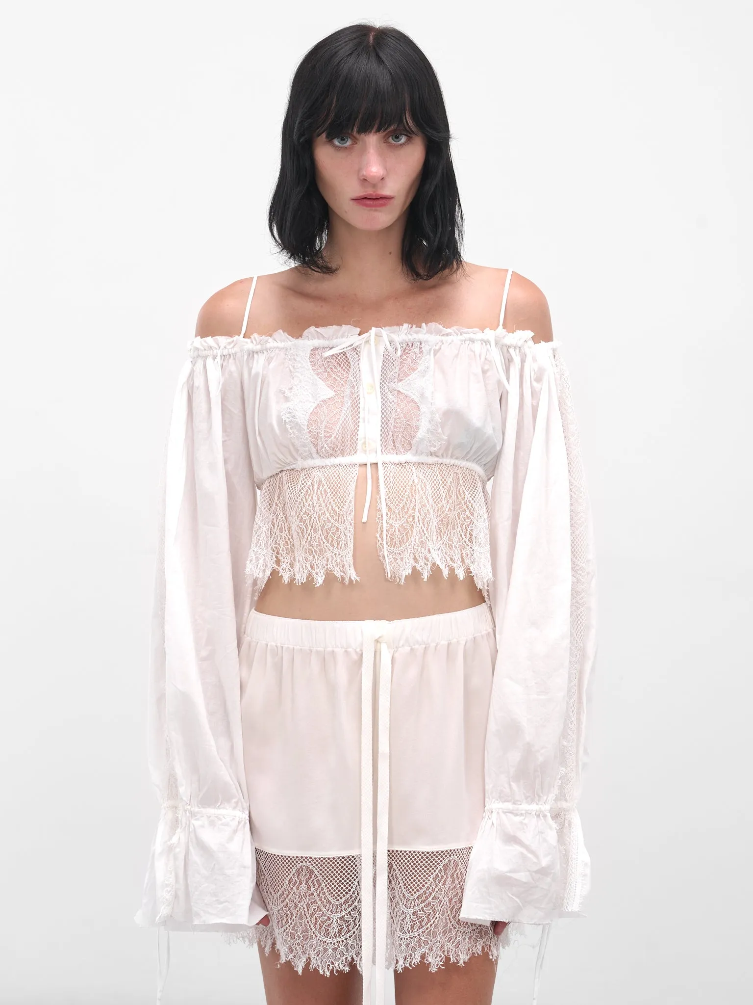 White Jorunn Lace Crop Top (B0013587-FA026-NATURAL-WHITE) sold by lorenzo