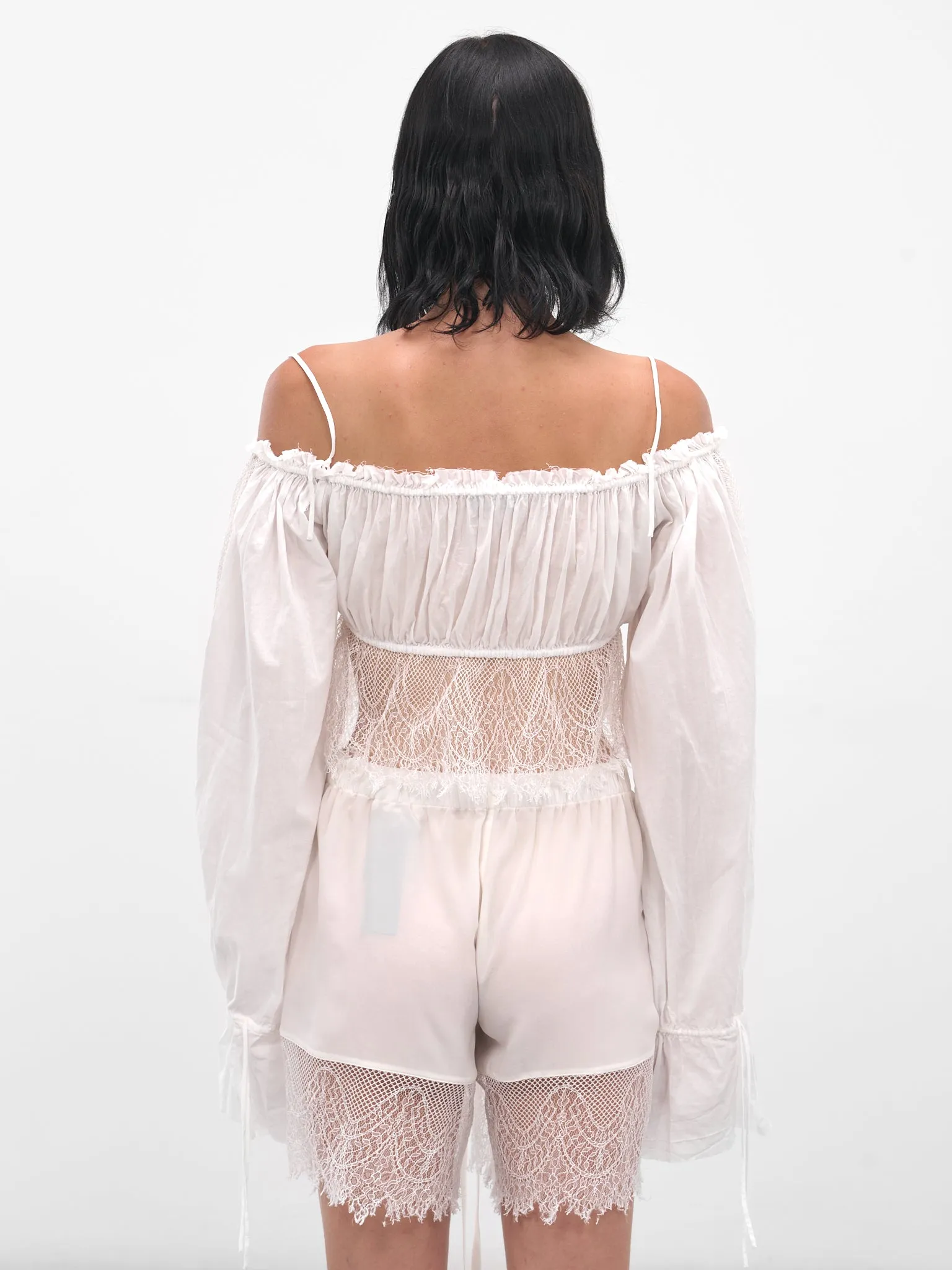 White Jorunn Lace Crop Top (B0013587-FA026-NATURAL-WHITE) sold by lorenzo product image thumbnail 3