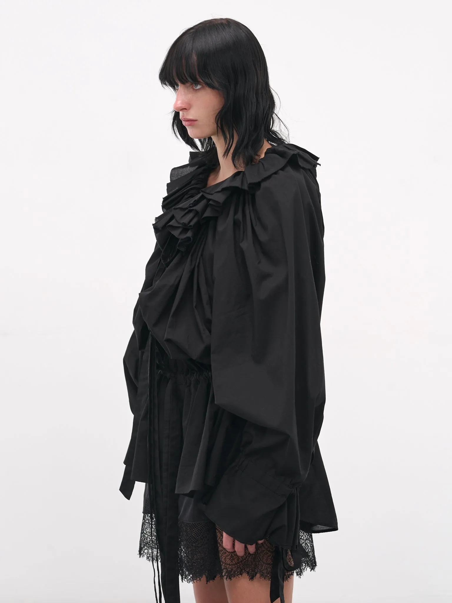 Black Bregje Ruffled Mini Dress (B0013619-FA026-BLACK) sold by lorenzo product image thumbnail 2