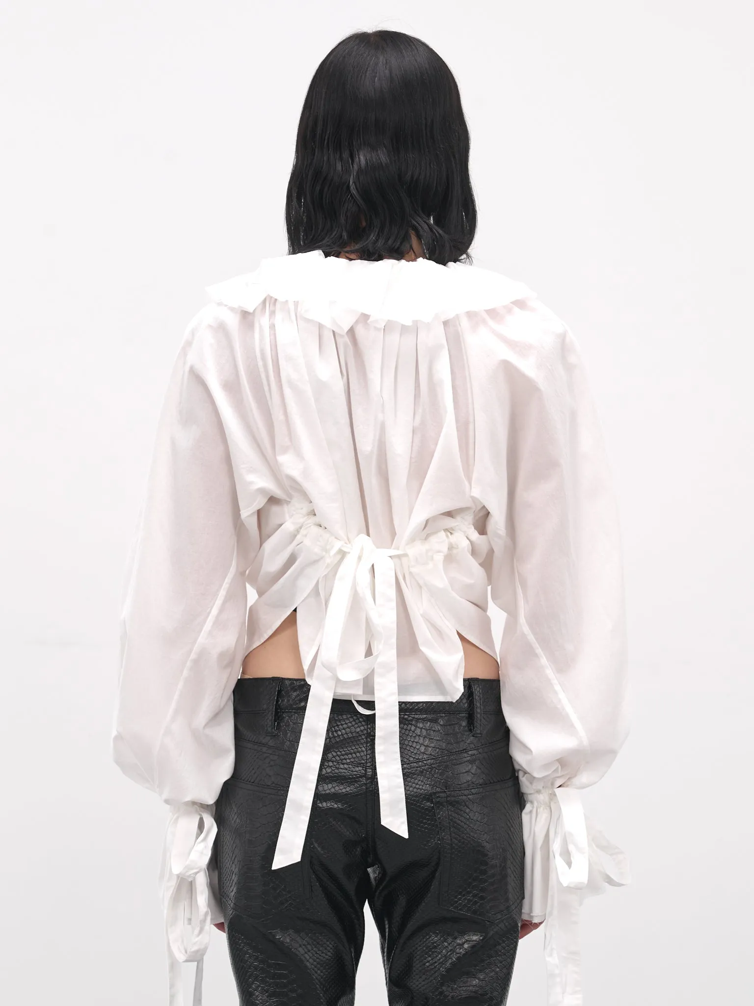 White Stee Ruffle Draped Shirt (B0013622-FA026-NATURAL-WHITE) sold by lorenzo product image thumbnail 3