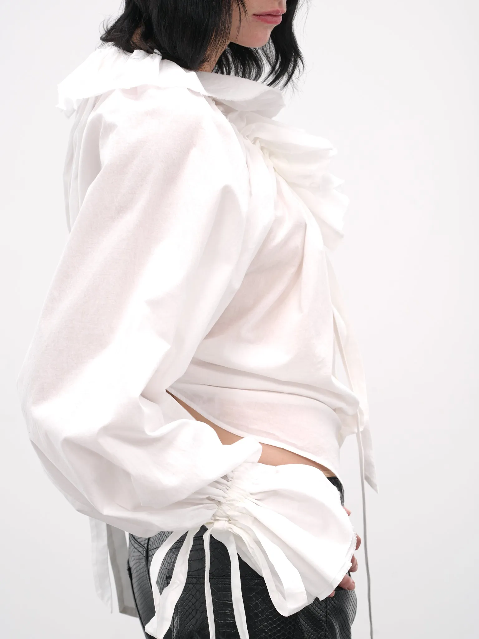 White Stee Ruffle Draped Shirt (B0013622-FA026-NATURAL-WHITE) sold by lorenzo product image thumbnail 5