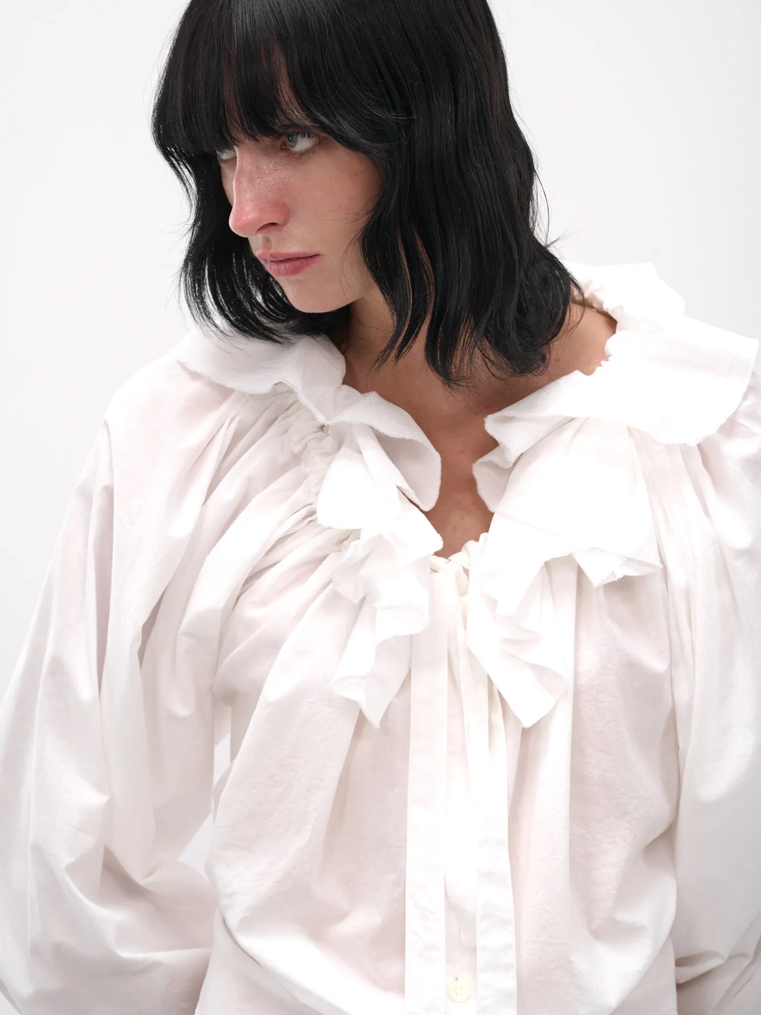 White Stee Ruffle Draped Shirt (B0013622-FA026-NATURAL-WHITE) sold by lorenzo product image thumbnail 4