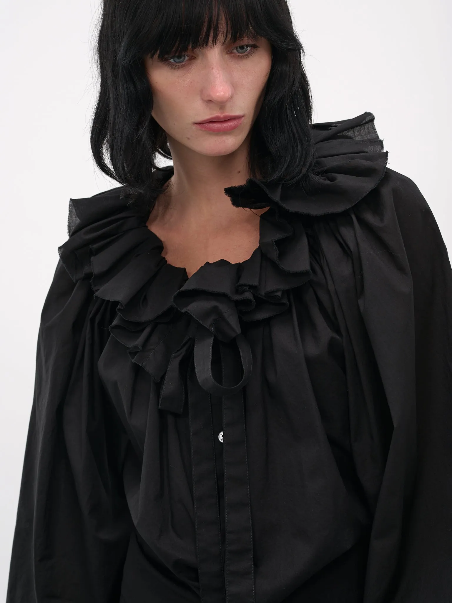 Black Stee Ruffle Draped Shirt (B0013622-FA026-BLACK) sold by lorenzo product image thumbnail 4
