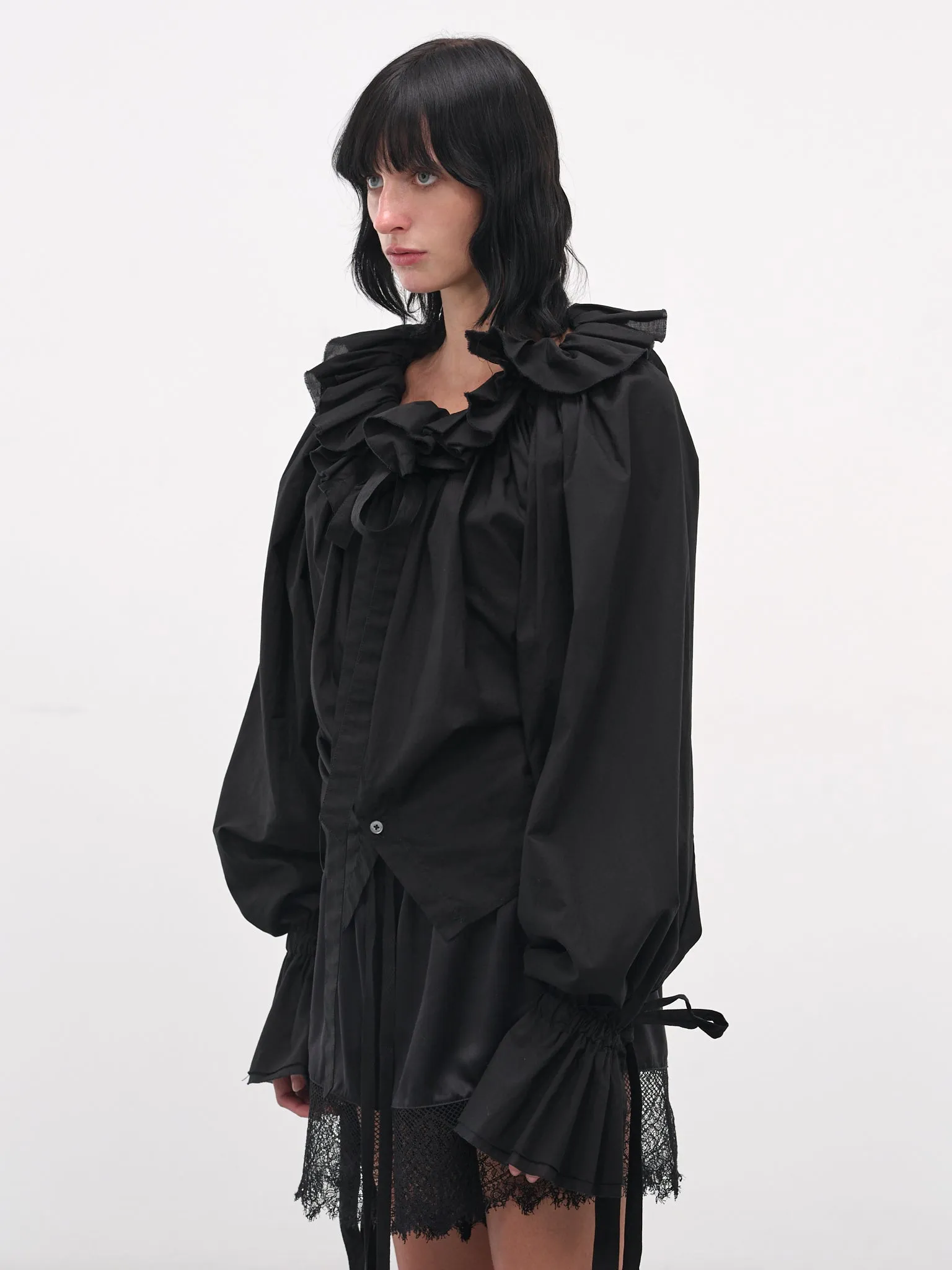 Black Stee Ruffle Draped Shirt (B0013622-FA026-BLACK) sold by lorenzo product image thumbnail 2