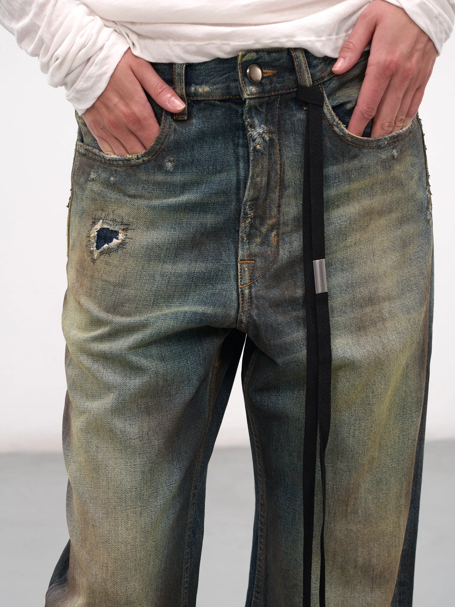 Blue Genoveva Distressed Flared Jeans (B0013624-FA671-VINTAGE-BLUE) sold by lorenzo product image thumbnail 4