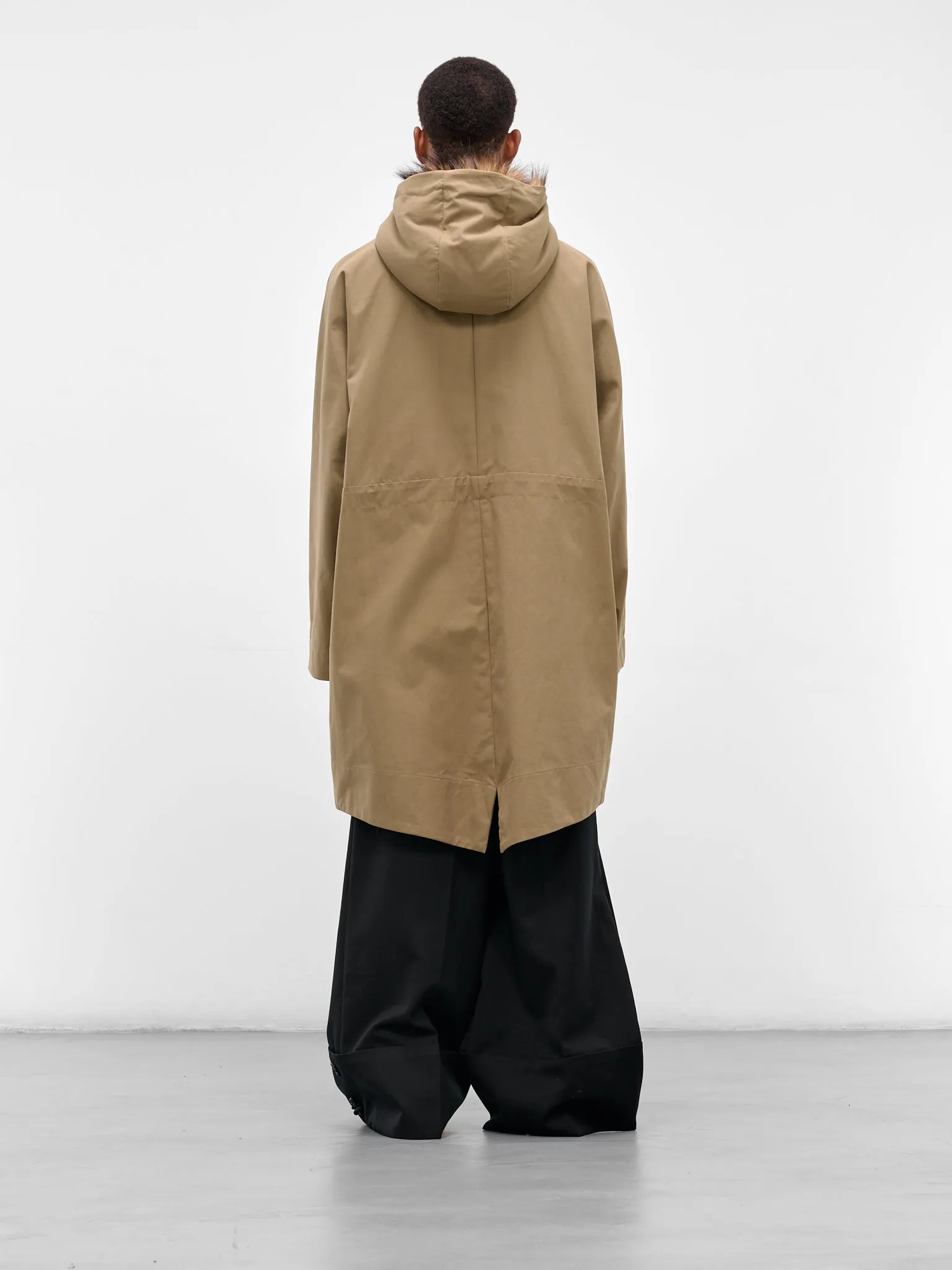 Beige Fur Lined Fishtail Parka (2078B-1267-STONE-PEARL) sold by lorenzo product image thumbnail 3
