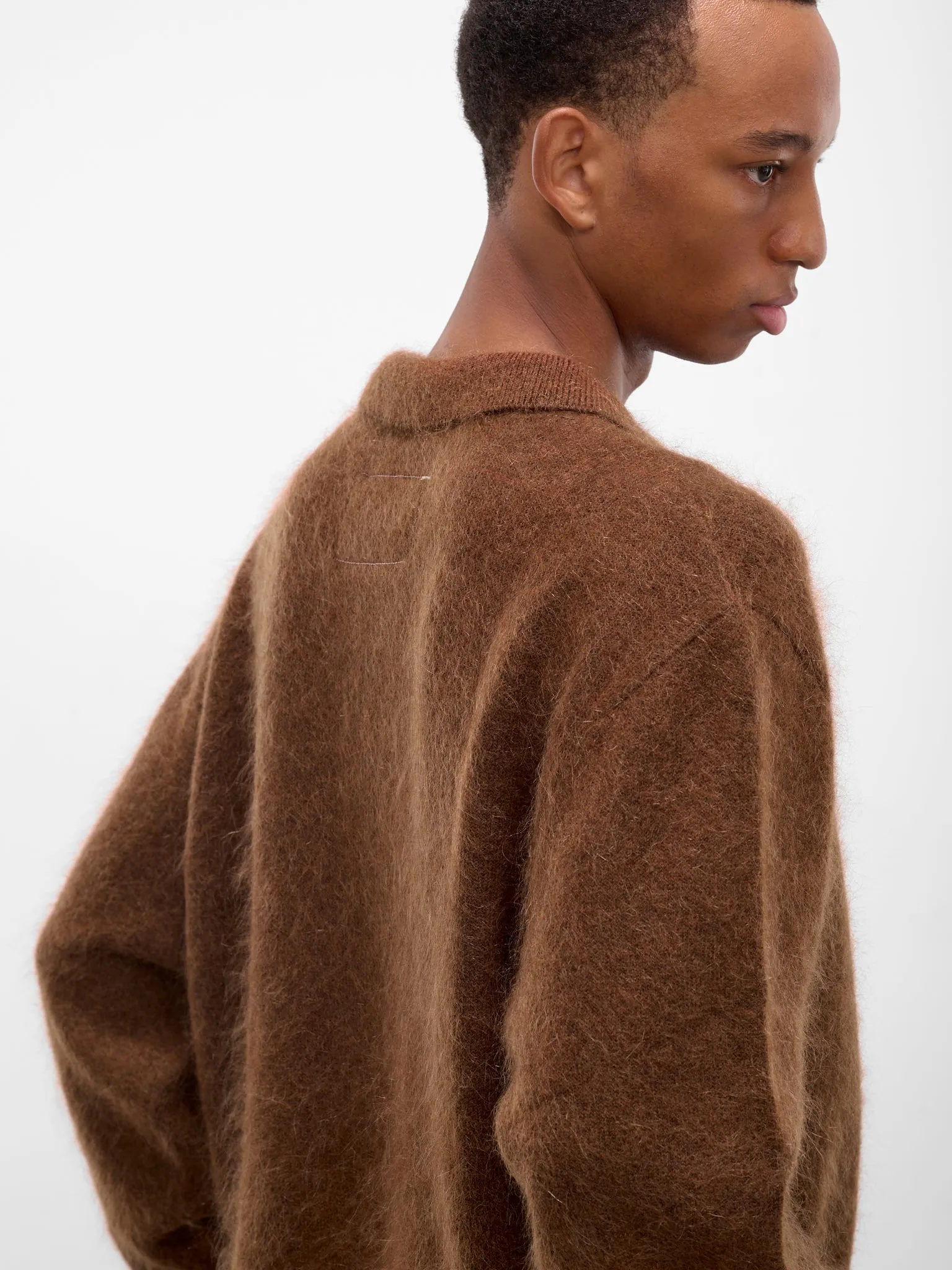 Brown Alpaca Hairy Knit Cardigan (CF-20-03-04-02-BROWN) sold by lorenzo product image thumbnail 5