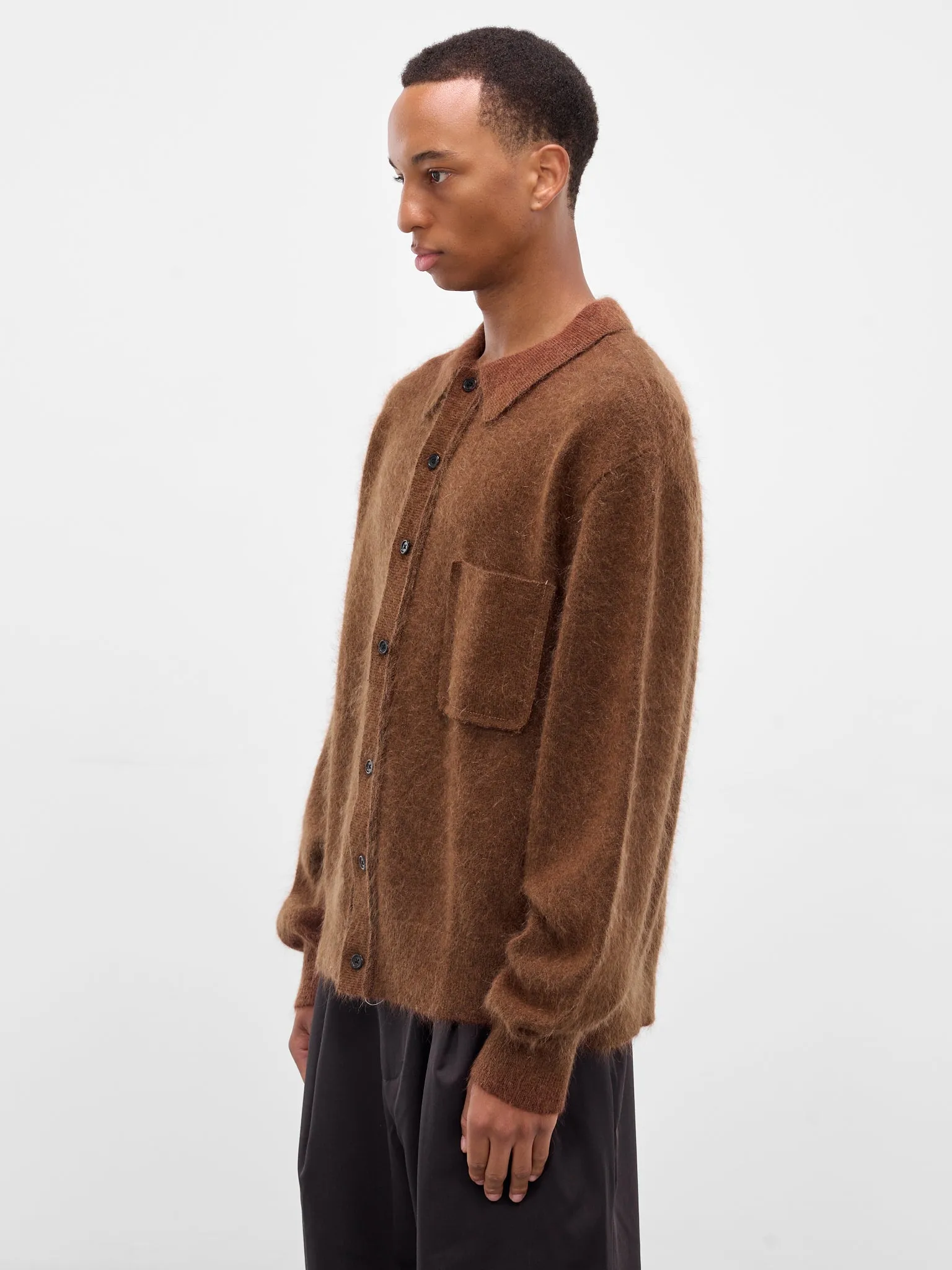 Brown Alpaca Hairy Knit Cardigan (CF-20-03-04-02-BROWN) sold by lorenzo product image thumbnail 2