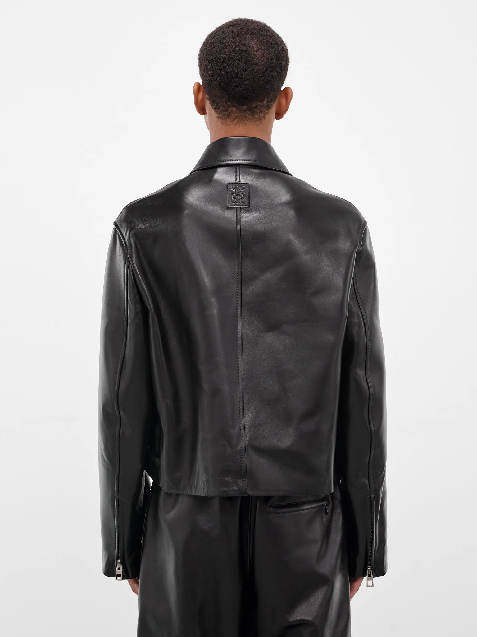 Black Lambskin Cropped Zip Jacket (H526Y34L92-1100-BLACK) sold by lorenzo product image thumbnail 3