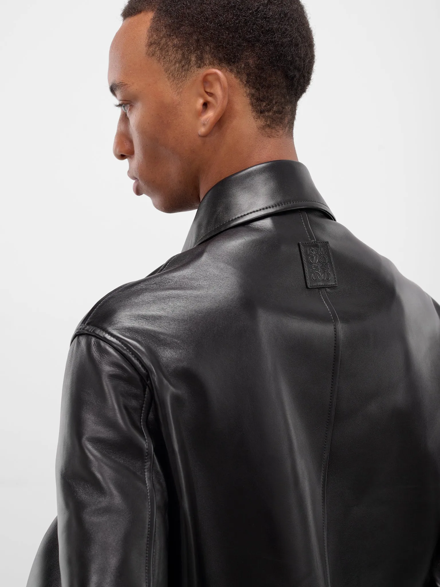 Black Lambskin Cropped Zip Jacket (H526Y34L92-1100-BLACK) sold by lorenzo product image thumbnail 4