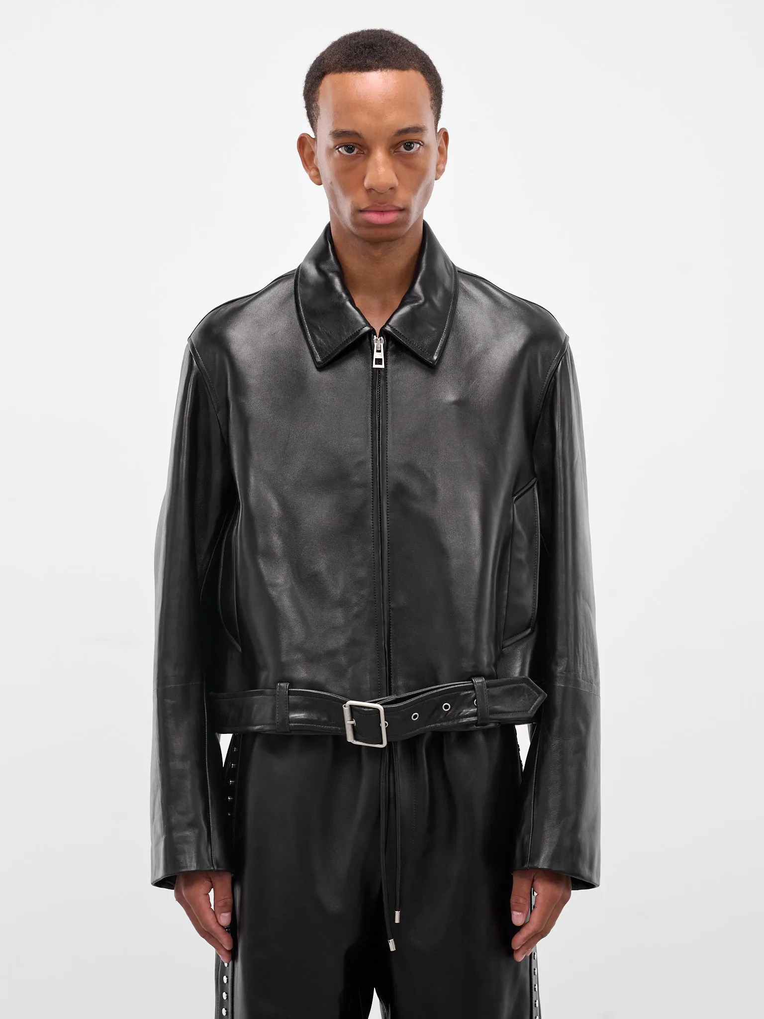 Black Lambskin Cropped Zip Jacket (H526Y34L92-1100-BLACK) sold by lorenzo