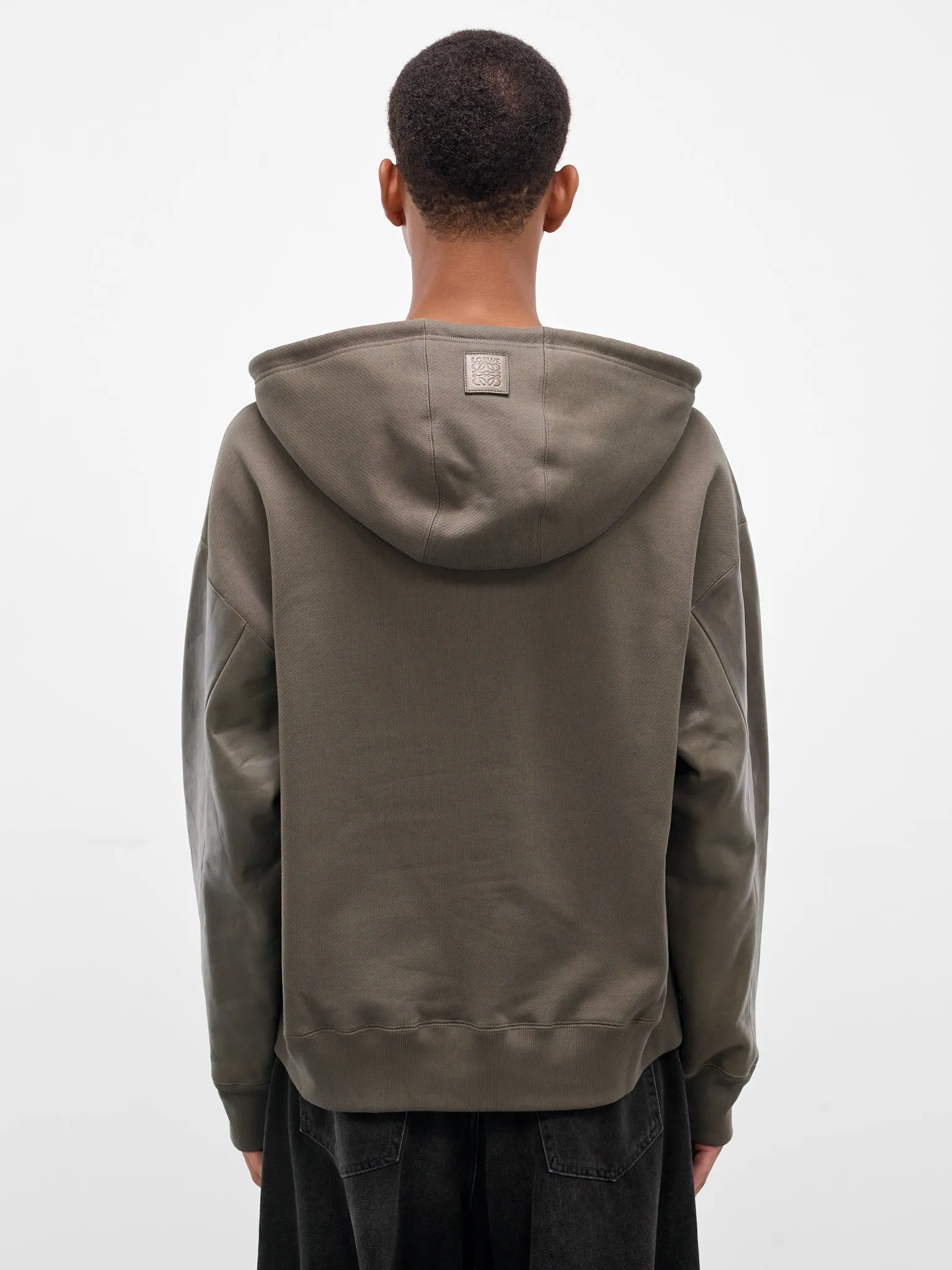 Gray Hybrid Lambskin Cotton Hoodie (H526Y25X66-4160-KHAKI-GREEN) sold by lorenzo product image thumbnail 3