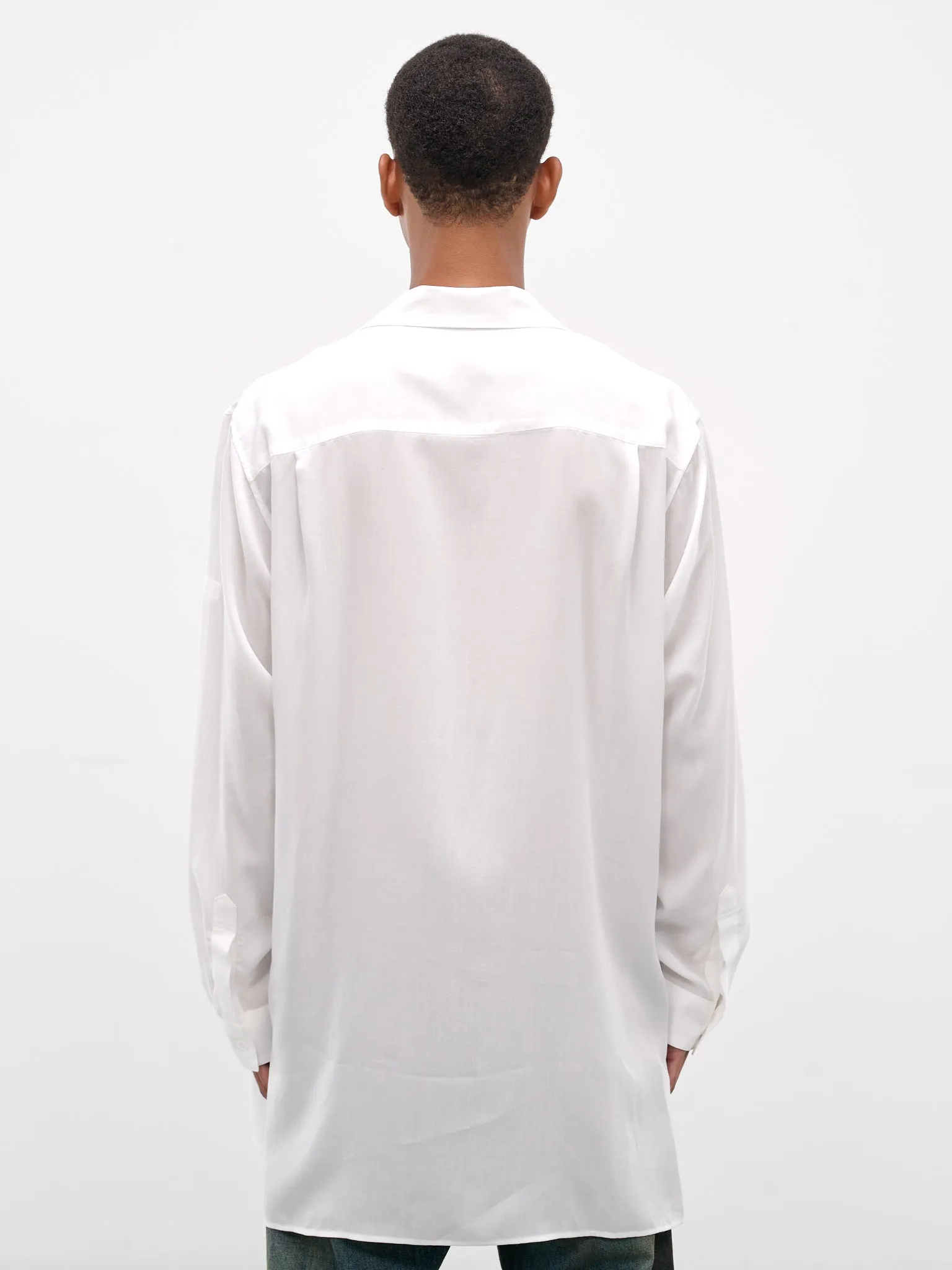 White Oversized Pocket Button-Up Shirt (HL-B91-250-1-WHITE) sold by lorenzo product image thumbnail 3