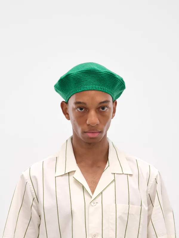 Green Merino Wool Crochet Berete (MRS24KA011-GREEN) sold by lorenzo