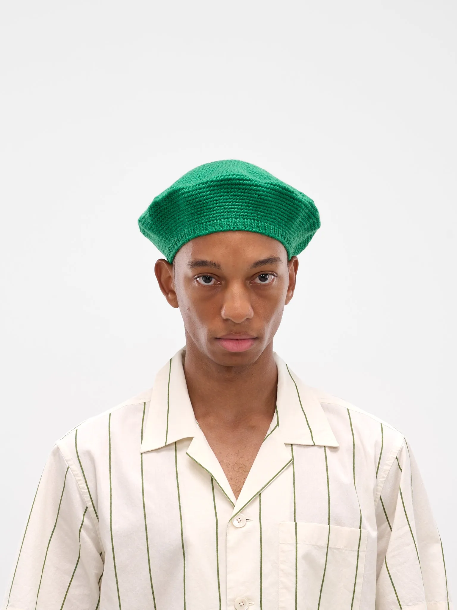 Green Merino Wool Crochet Berete (MRS24KA011-GREEN) sold by lorenzo