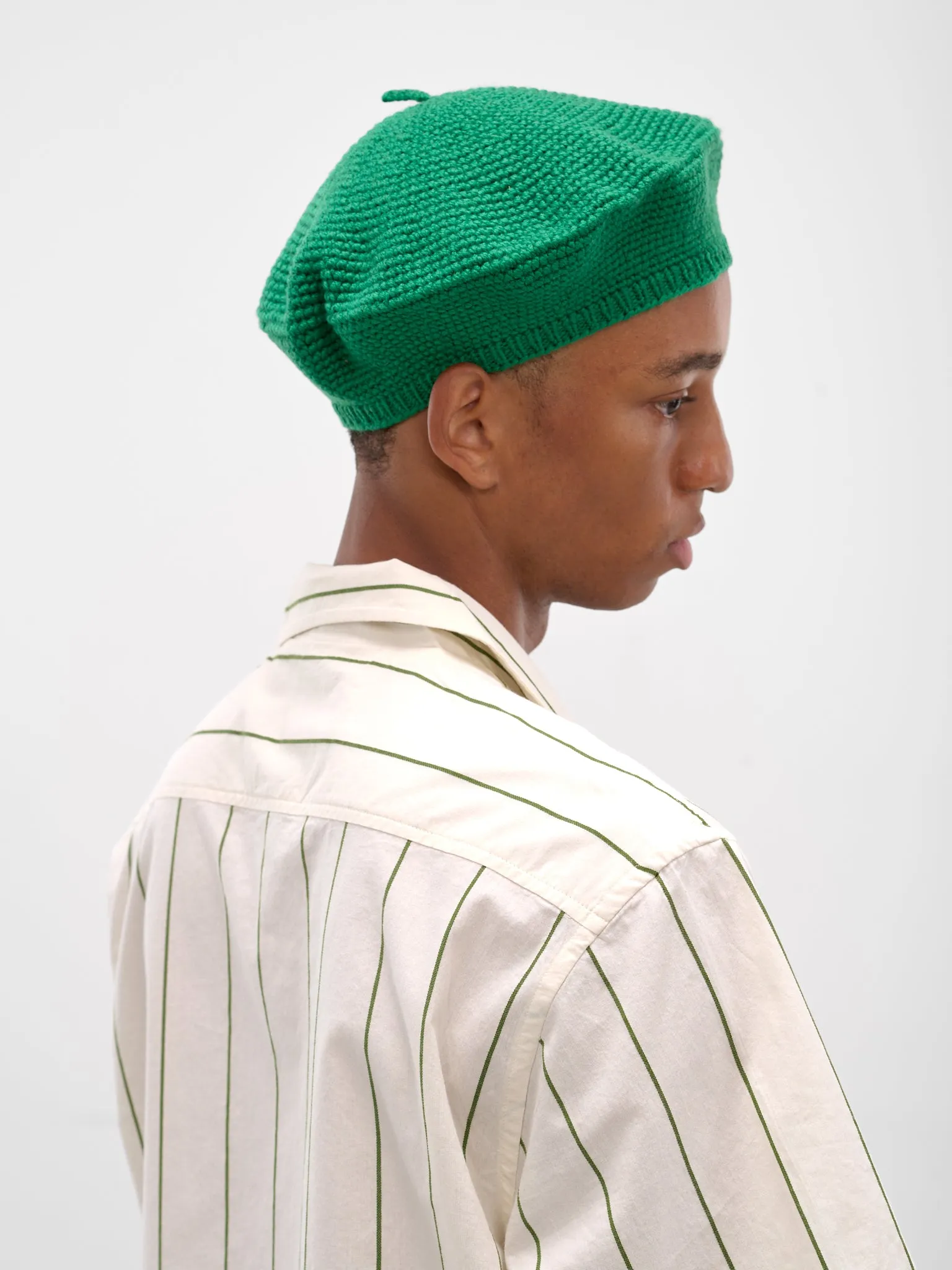 Green Merino Wool Crochet Berete (MRS24KA011-GREEN) sold by lorenzo product image thumbnail 3