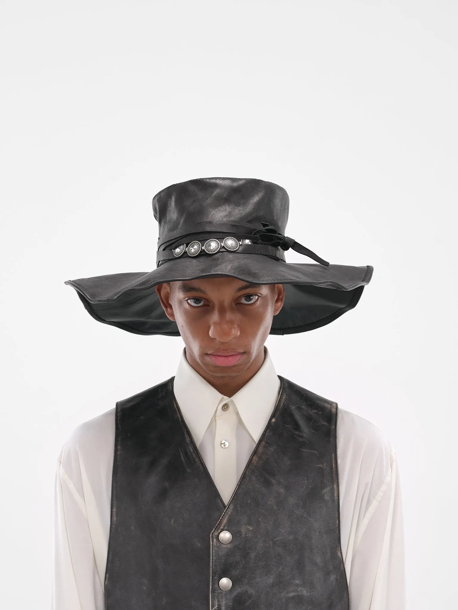 Black Lamb Silver Button Hat (B0013644-LT137-BLACK) sold by lorenzo