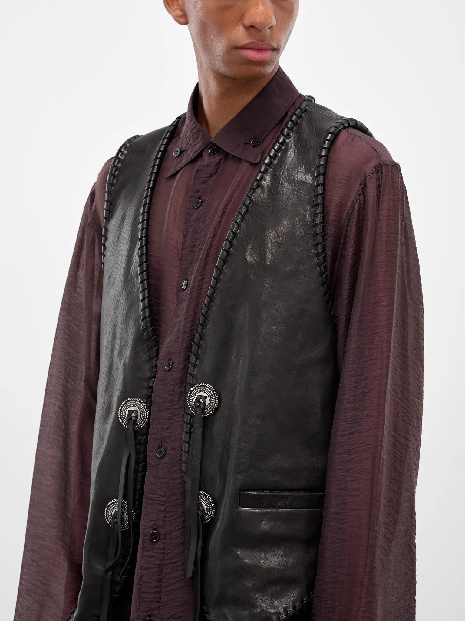 Tim Black Lamb Leather Vest (B0013407-LT137-099-BLACK) sold by lorenzo product image thumbnail 4