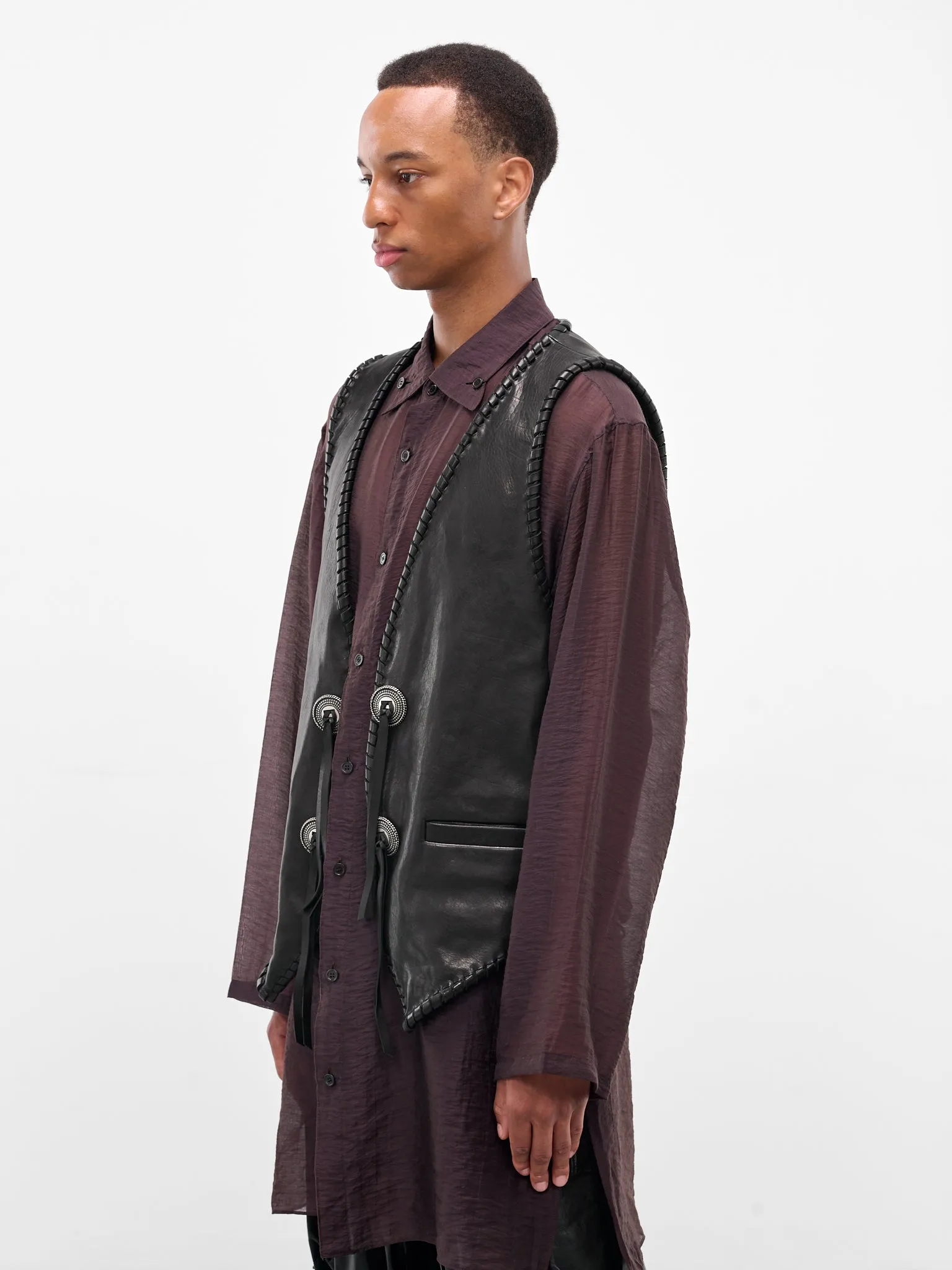 Tim Black Lamb Leather Vest (B0013407-LT137-099-BLACK) sold by lorenzo product image thumbnail 2