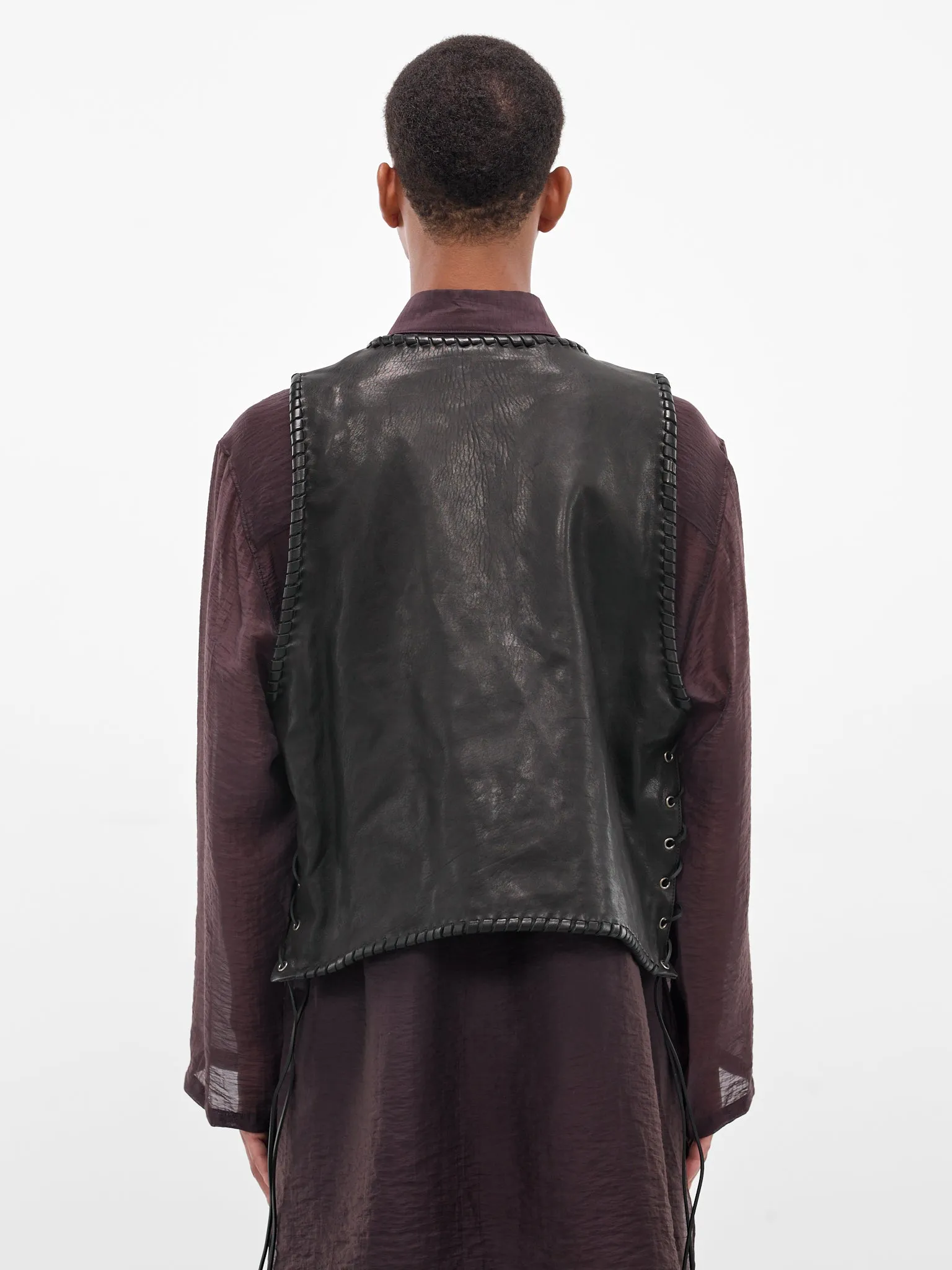 Tim Black Lamb Leather Vest (B0013407-LT137-099-BLACK) sold by lorenzo product image thumbnail 3