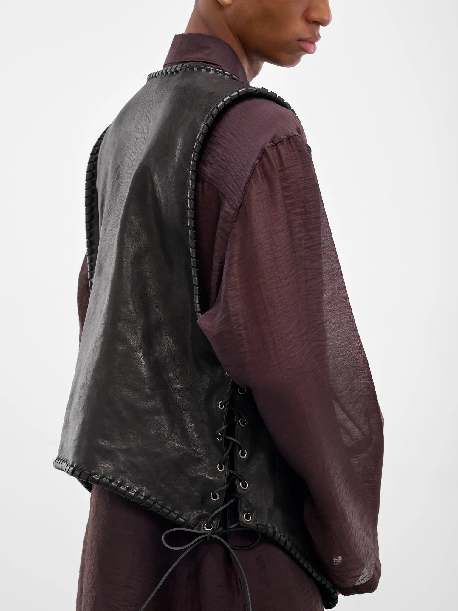 Tim Black Lamb Leather Vest (B0013407-LT137-099-BLACK) sold by lorenzo product image thumbnail 5