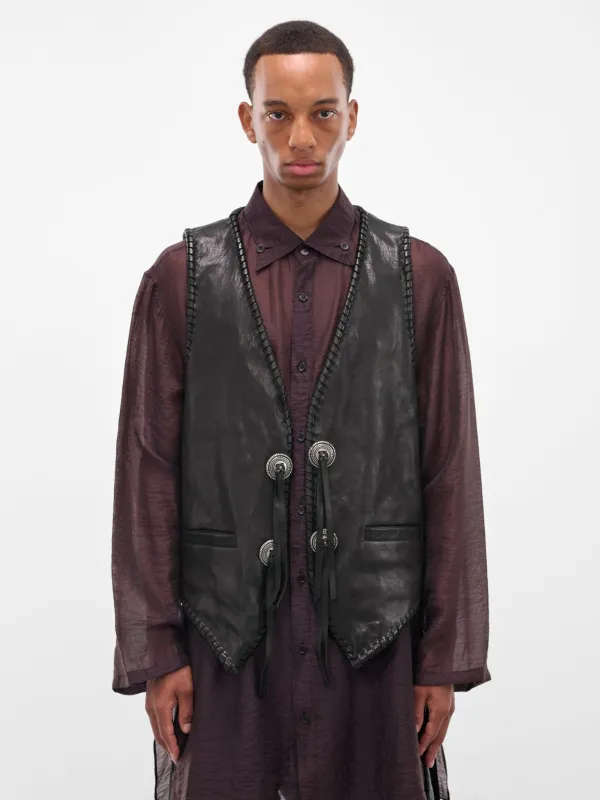 Tim Black Lamb Leather Vest (B0013407-LT137-099-BLACK) sold by lorenzo