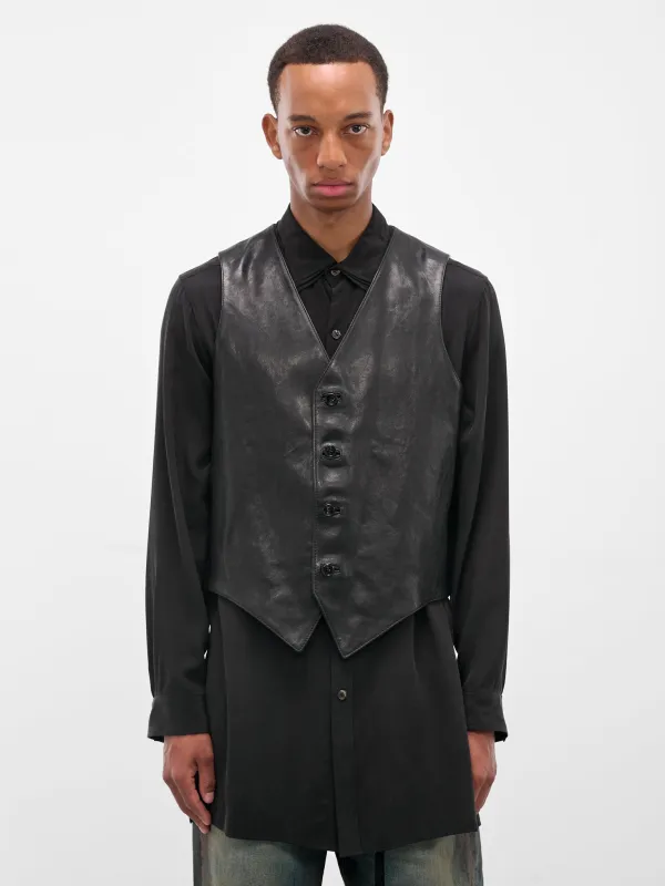Alrik Black Lamb Leather Vest (B0012065-LT137-099-BLACK) sold by lorenzo
