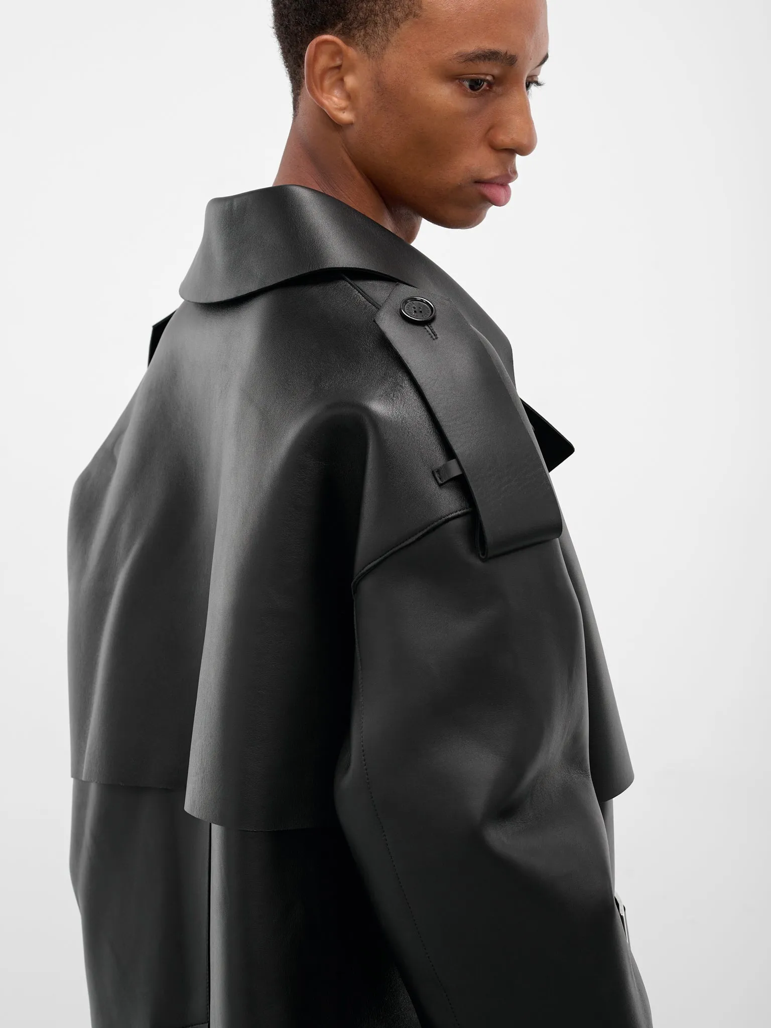 Black Sheep Leather Trench Coat (S71AA0469-SY1345-BLACK) sold by lorenzo product image thumbnail 5