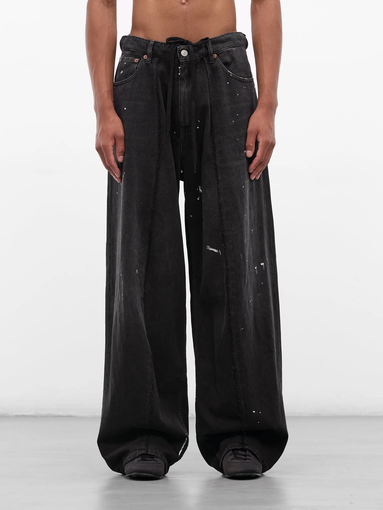 Black Denim Paint Baggy Jeans (SH0LA0011-M30011-966-DENIM-BLA) sold by lorenzo