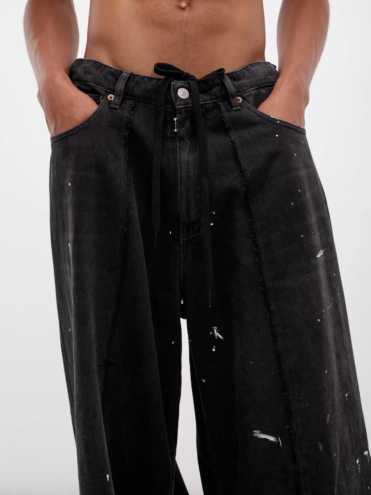 Black Denim Paint Baggy Jeans (SH0LA0011-M30011-966-DENIM-BLA) sold by lorenzo product image thumbnail 5