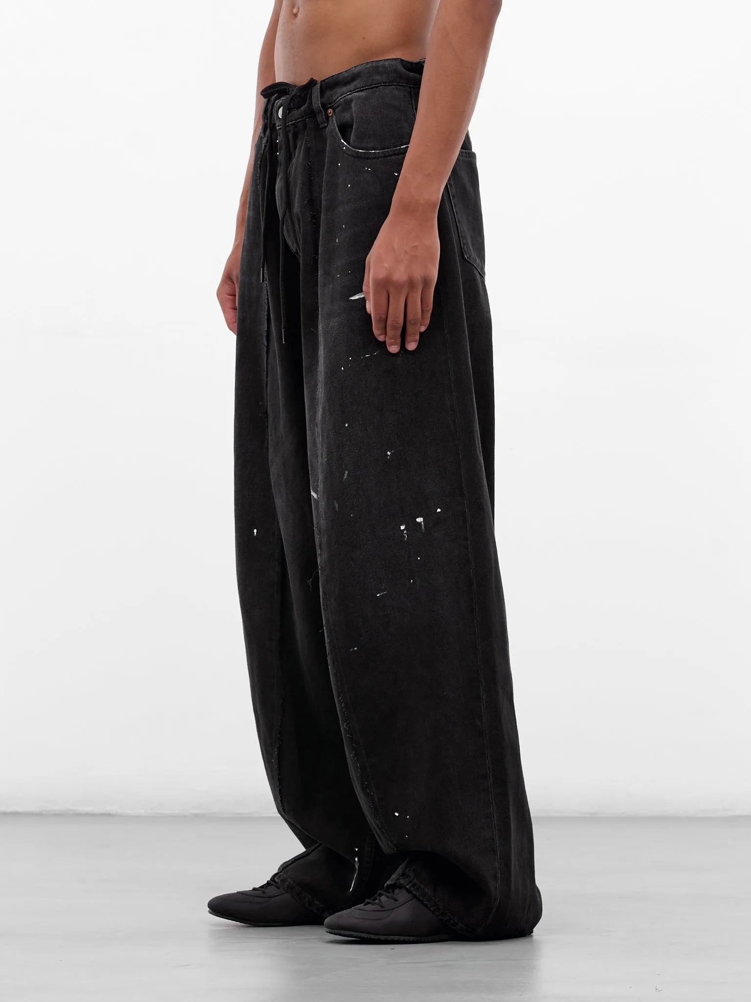 Black Denim Paint Baggy Jeans (SH0LA0011-M30011-966-DENIM-BLA) sold by lorenzo product image thumbnail 2