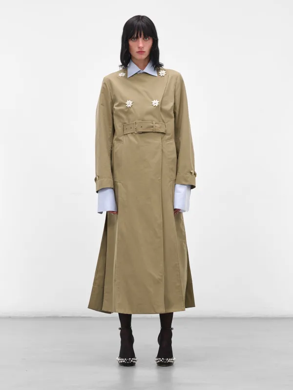 Beige Collarless Slit Trench Coat (2075B-1267-STONE-PEARL) sold by lorenzo