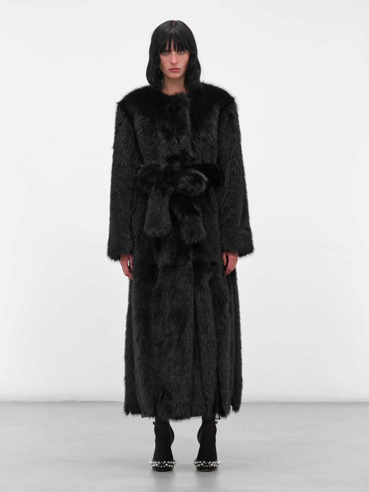 Black Oversized Long Fur Coat (2074-1090-BLACK) sold by lorenzo