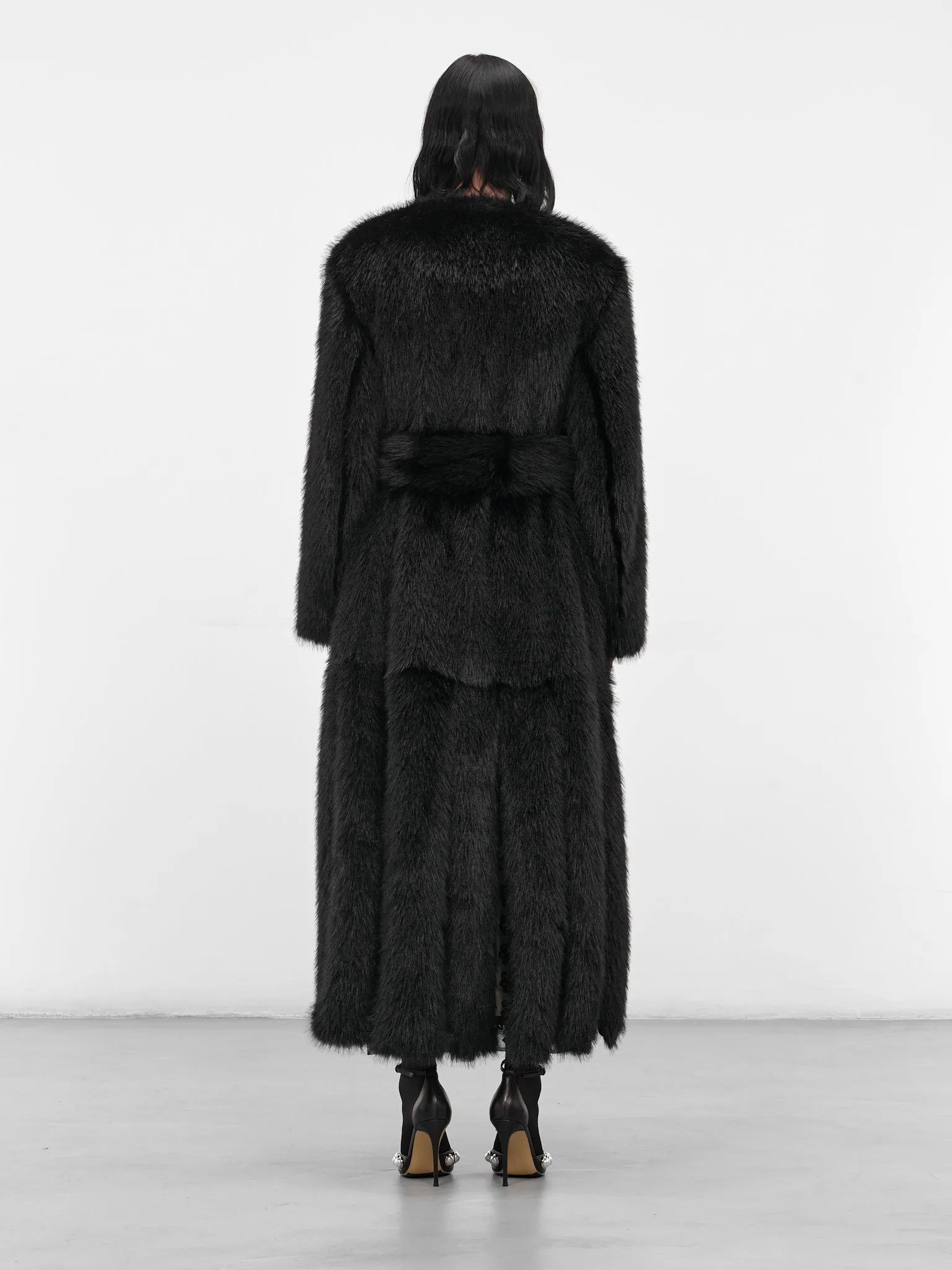 Black Oversized Long Fur Coat (2074-1090-BLACK) sold by lorenzo product image thumbnail 3