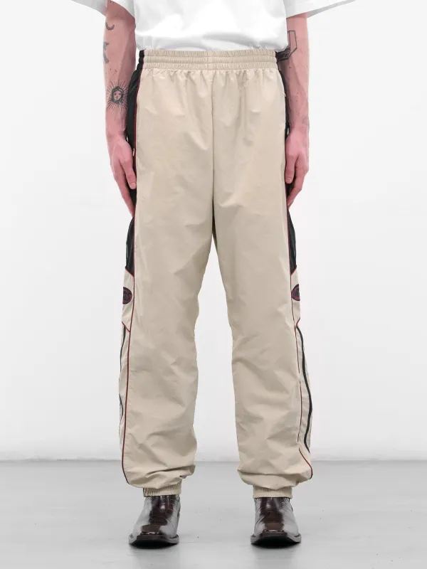 Cream Nylon Stripe Joggers (122WP01052-WHITE) sold by lorenzo