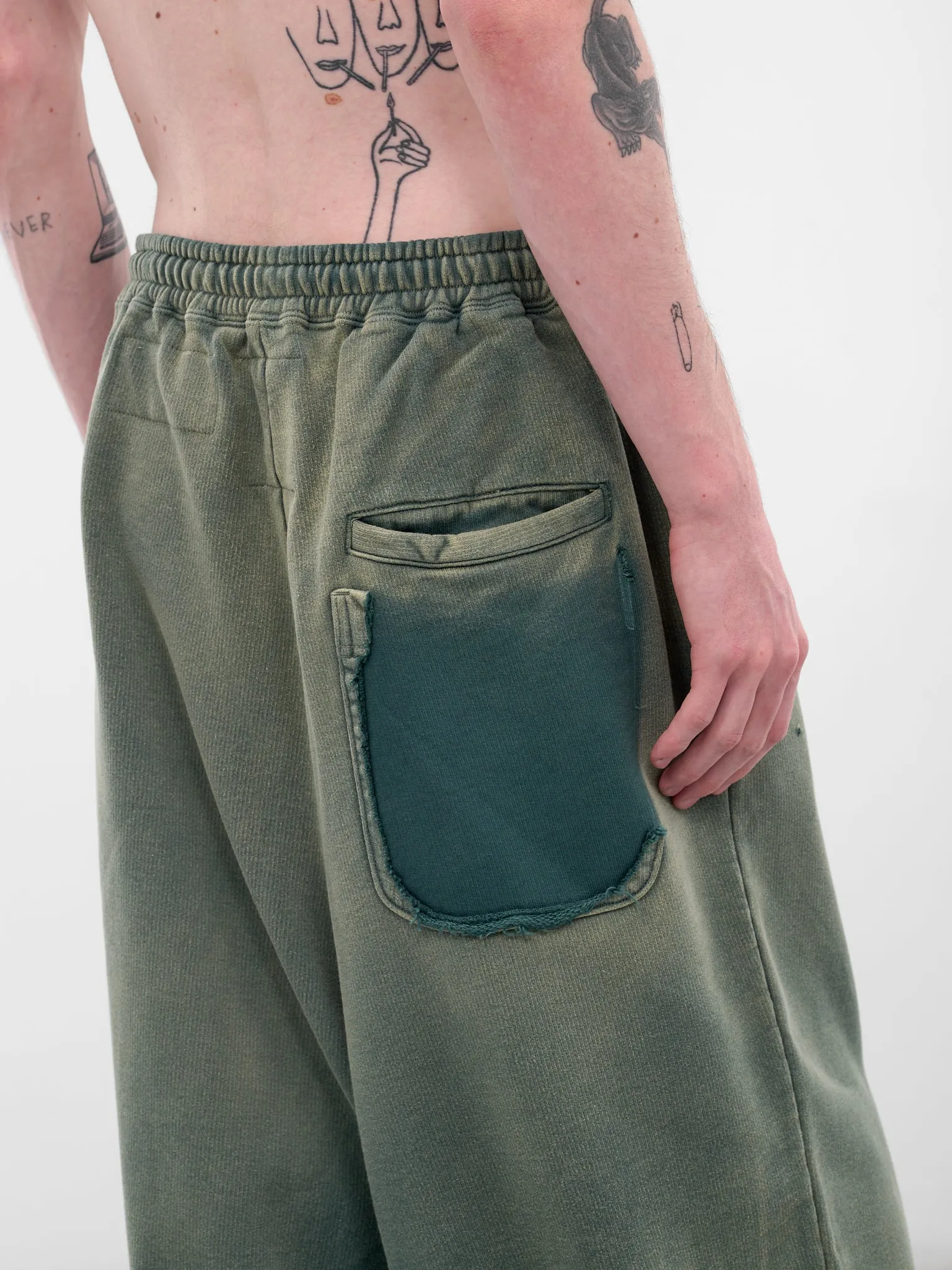 Green Distressed Baggy Sweatpants (A15PT554-GREEN) sold by lorenzo product image thumbnail 5