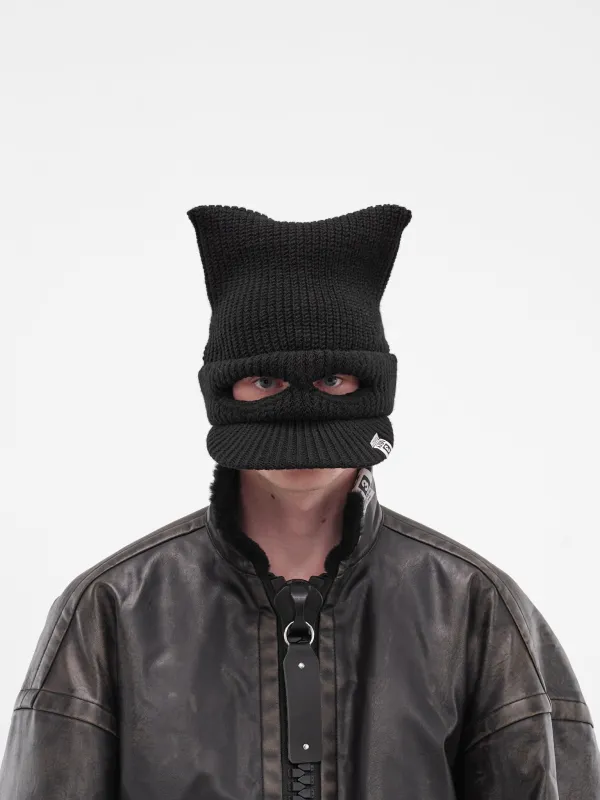 Black Rib-Knit Mask Beanie (A15AC402-BLACK) sold by lorenzo