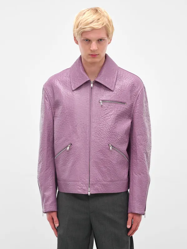 Purple Pebbled Leather Zip Jacket (J21SW0108-J07223-PURPLE) sold by lorenzo