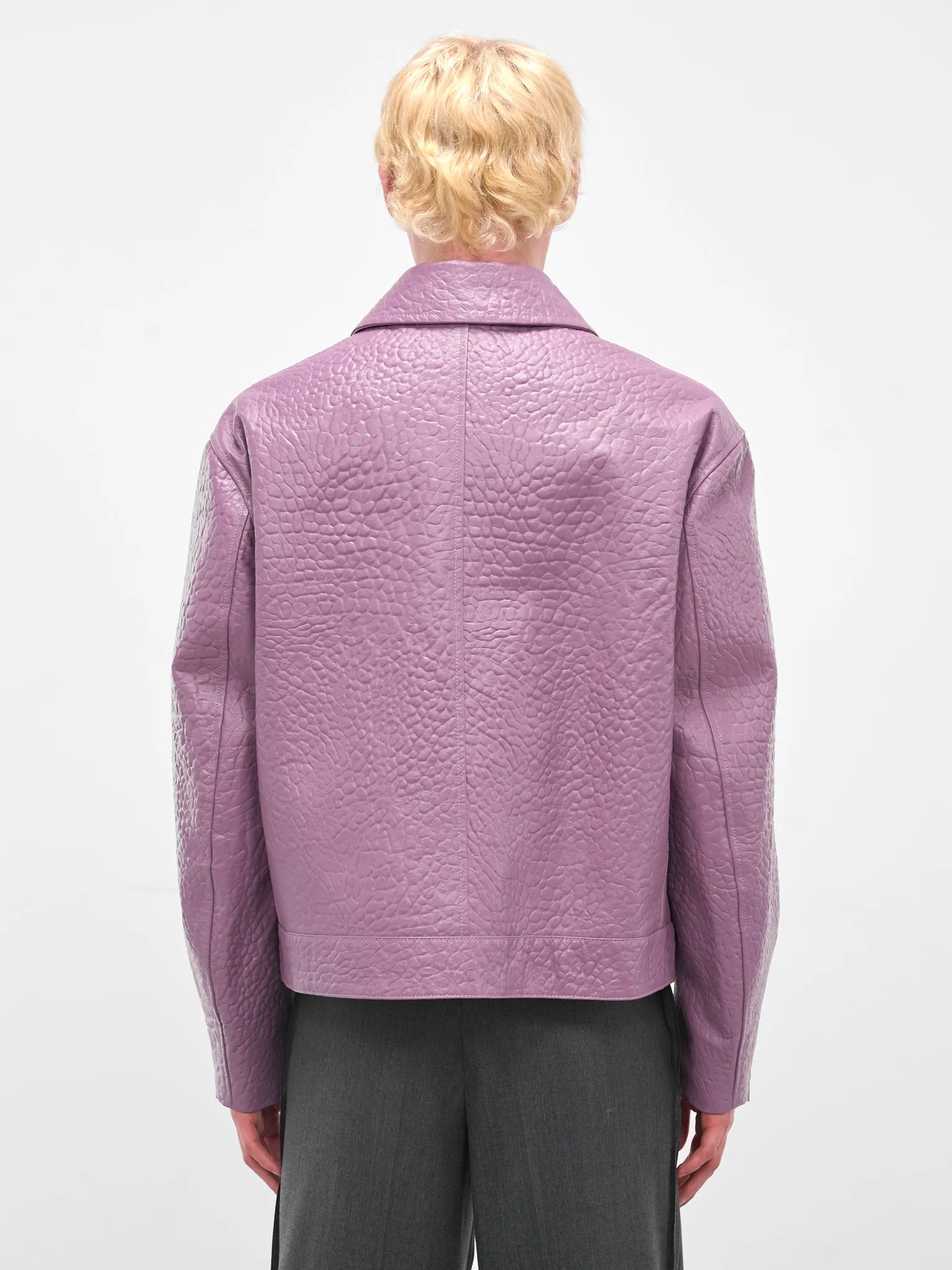 Purple Pebbled Leather Zip Jacket (J21SW0108-J07223-PURPLE) sold by lorenzo product image thumbnail 3