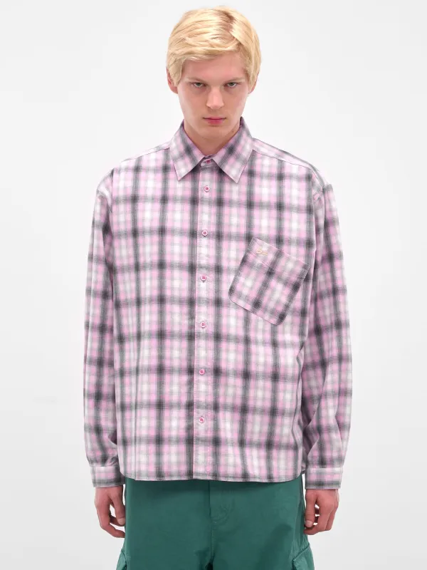 Purple Plaid Button-Up Overshirt (ERL11B003-PURPLE) sold by lorenzo
