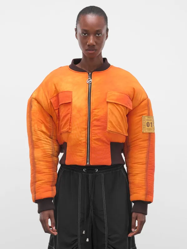 Orange Airbrushed Nylon Bomber Jacket (FLAW25WWBJCKT-ORANGE) sold by lorenzo