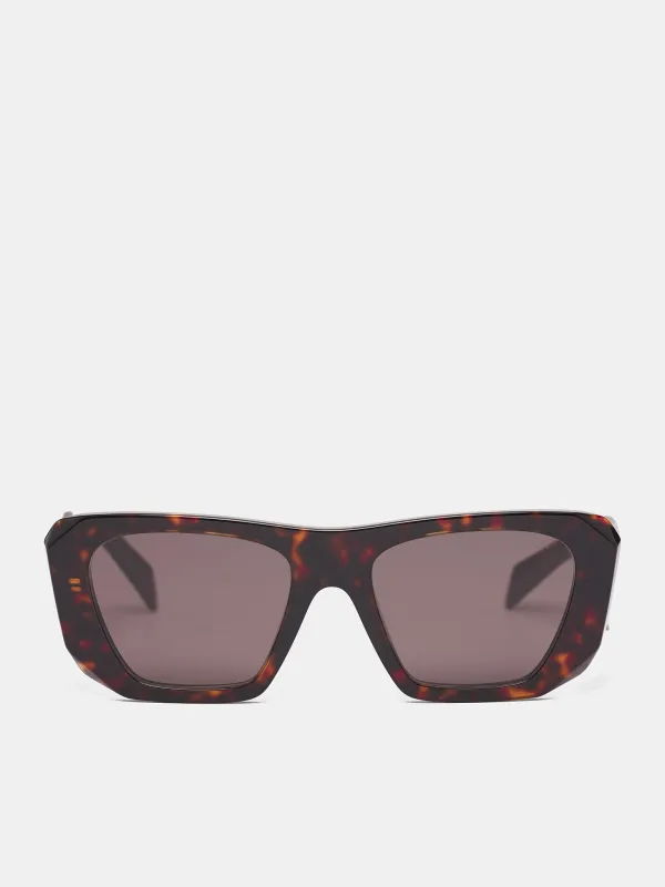Tortoiseshell PR-B18S Geometric Sunglasses (0PR-B18S-ROOT-TORTOISE-DARK-BR) sold by lorenzo