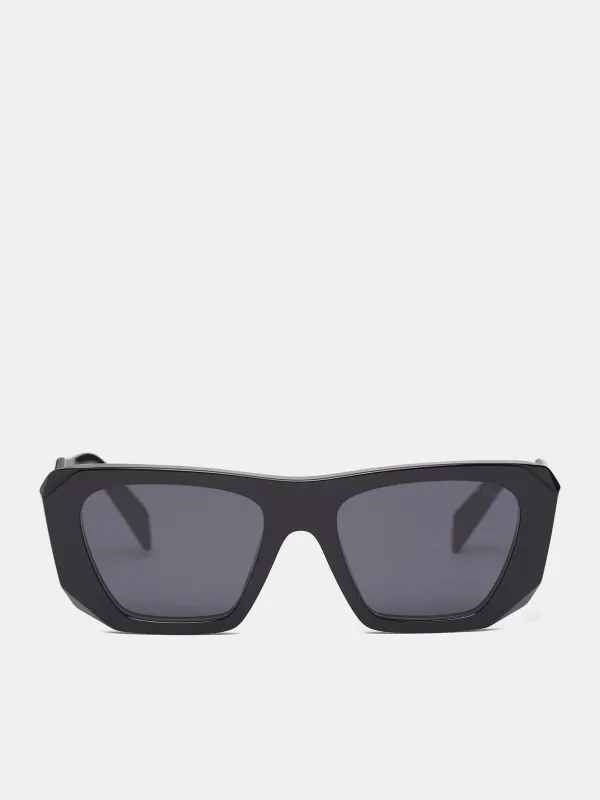 Black PR-B18S Geometric Sunglasses (0PR-B18S-BLACK-DARK-GREY) sold by lorenzo